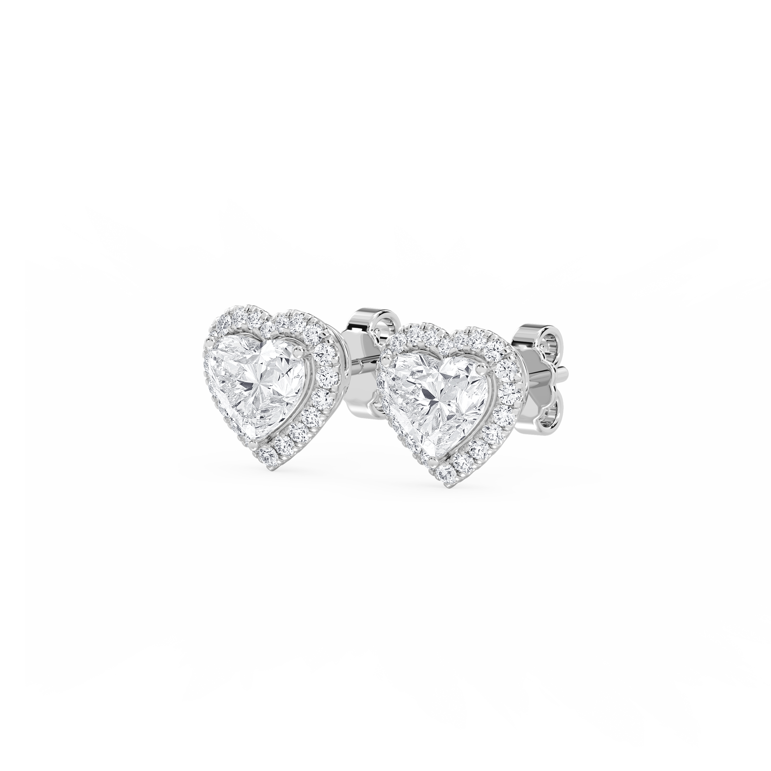 Lovea Halo Ohrstecker – Herzschliff – Weißgold