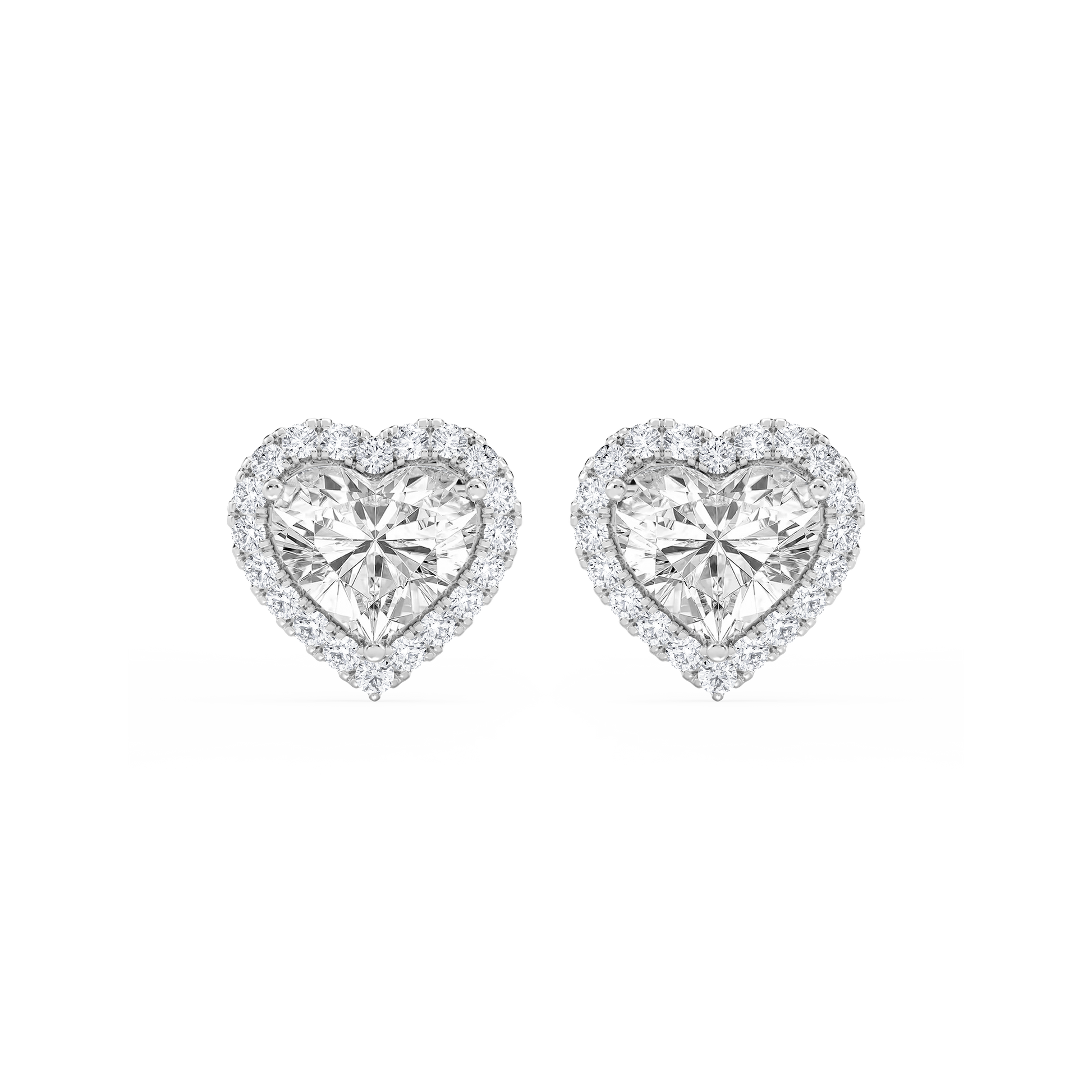 Lovea Halo Ohrstecker – Herzschliff – Weißgold