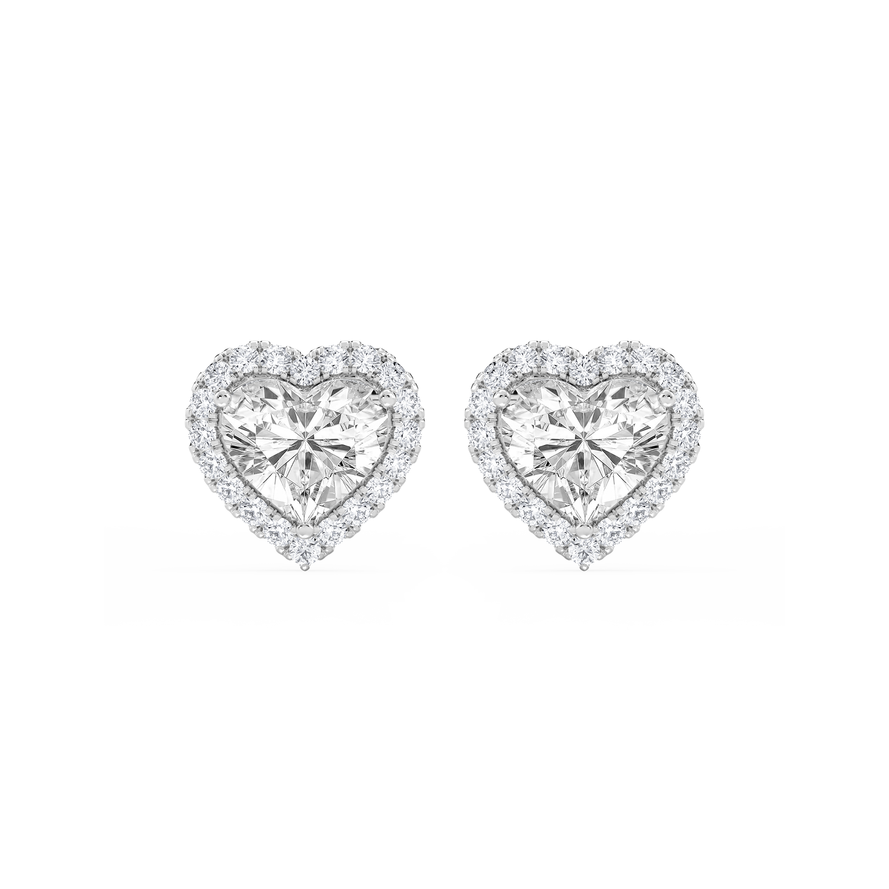 Lovea Halo Ohrstecker – Herzschliff – Weißgold