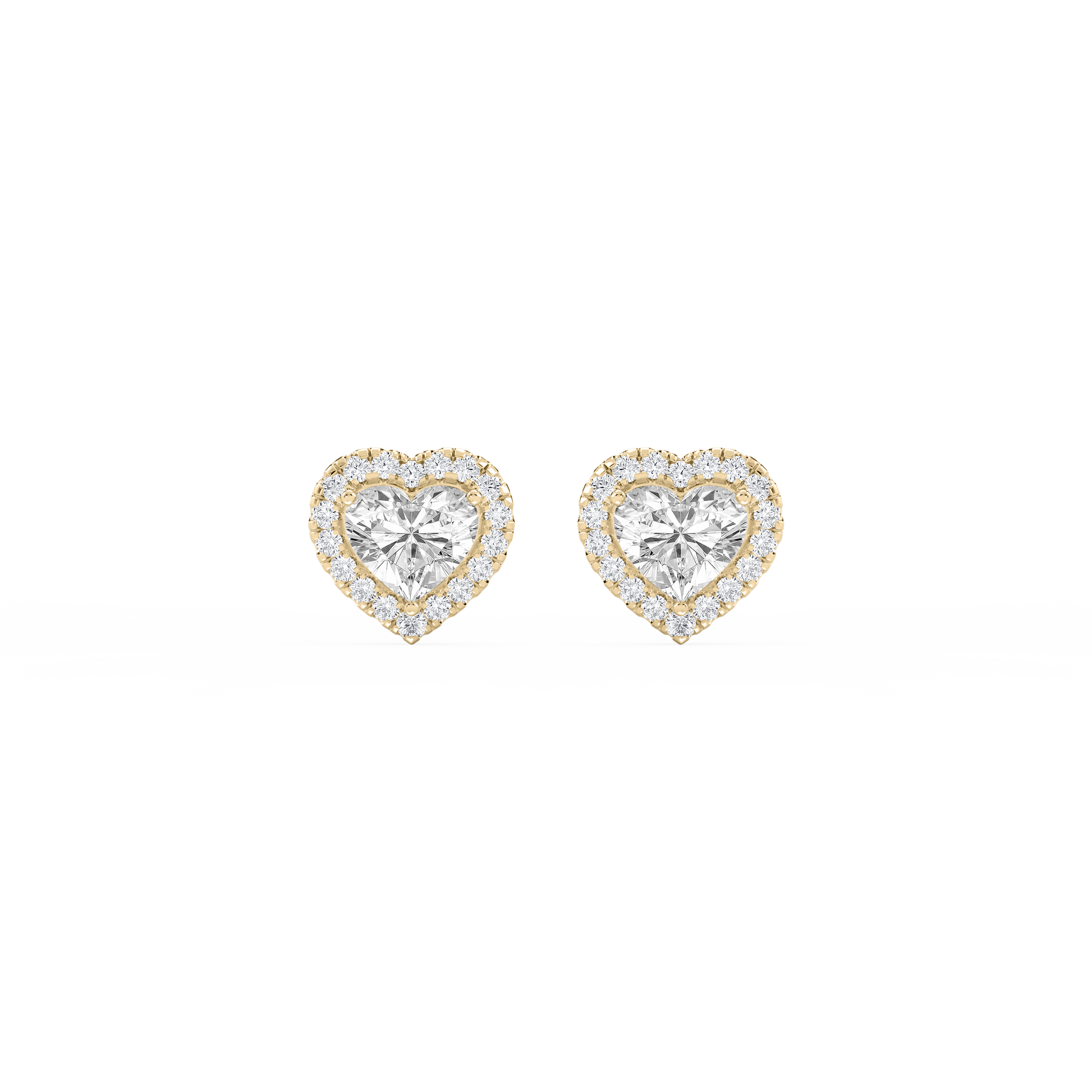 Lovea Halo Ohrstecker – Herzschliff – Gelbgold