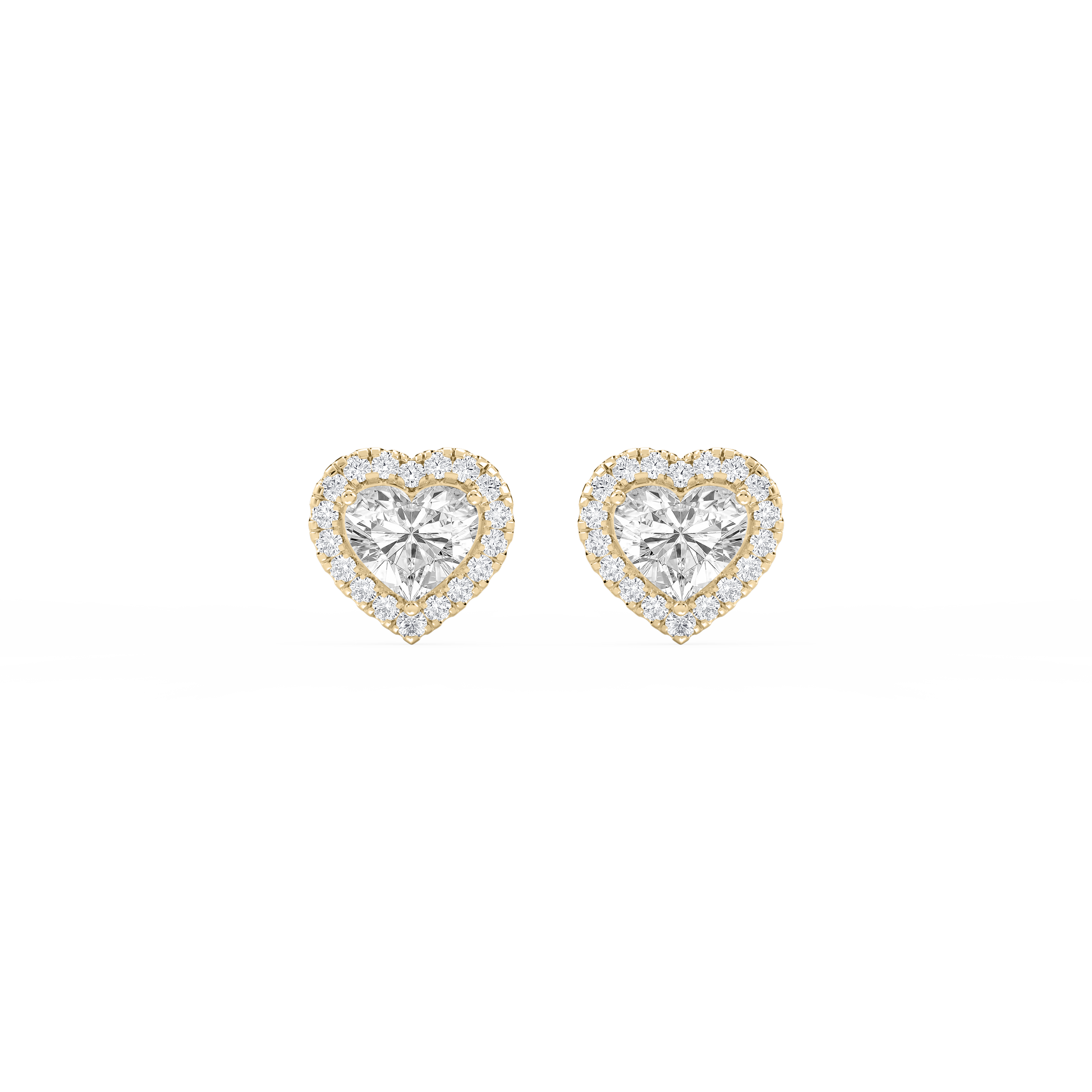 Lovea Halo Ohrstecker – Herzschliff – Gelbgold