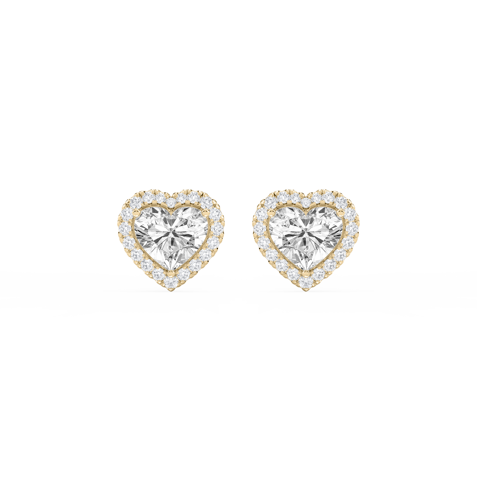 Lovea Halo Ohrstecker – Herzschliff – Gelbgold