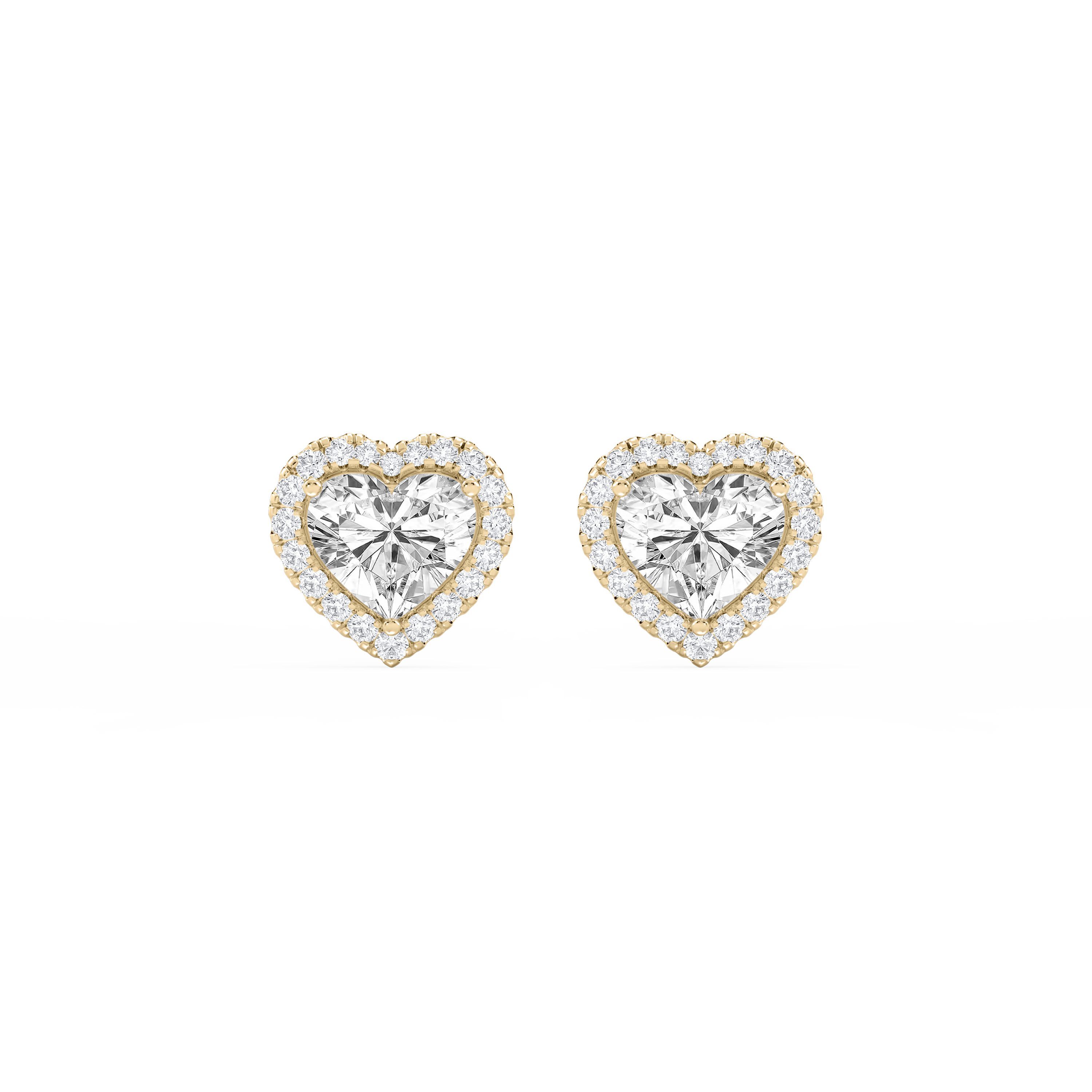 Lovea Halo Ohrstecker – Herzschliff – Gelbgold