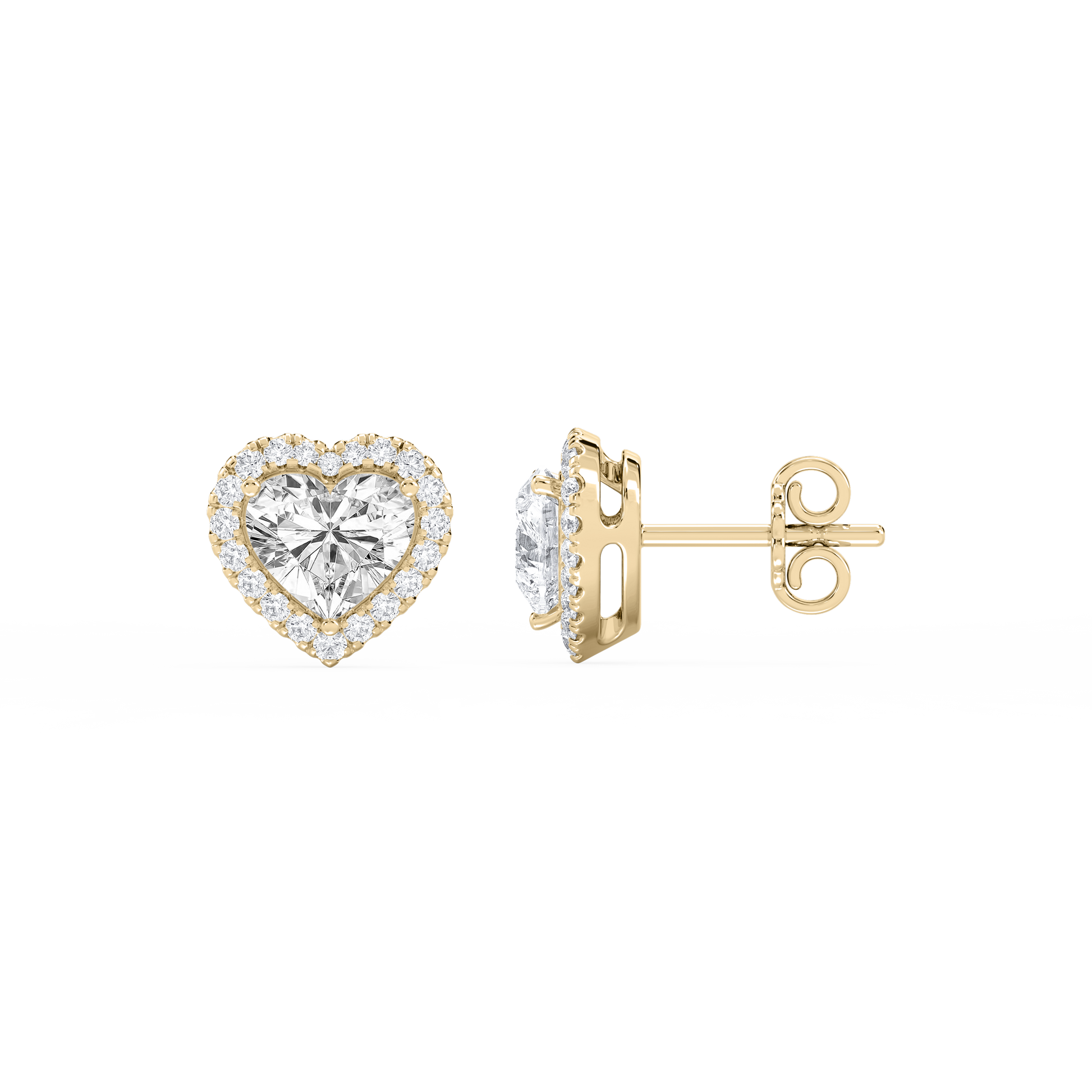 Lovea Halo Ohrstecker – Herzschliff – Gelbgold