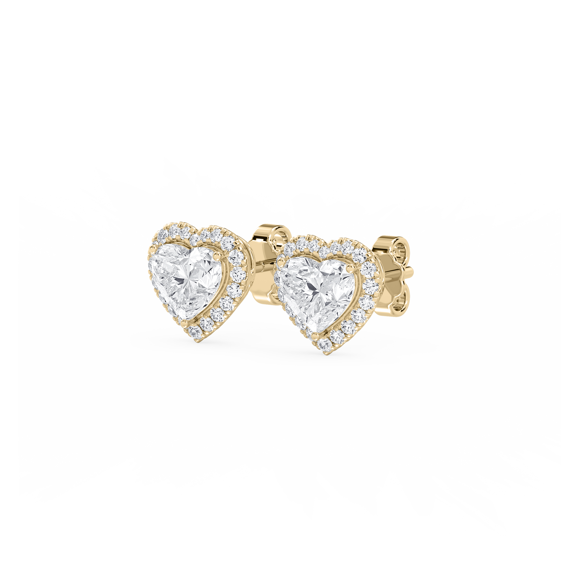 Lovea Halo Ohrstecker – Herzschliff – Gelbgold