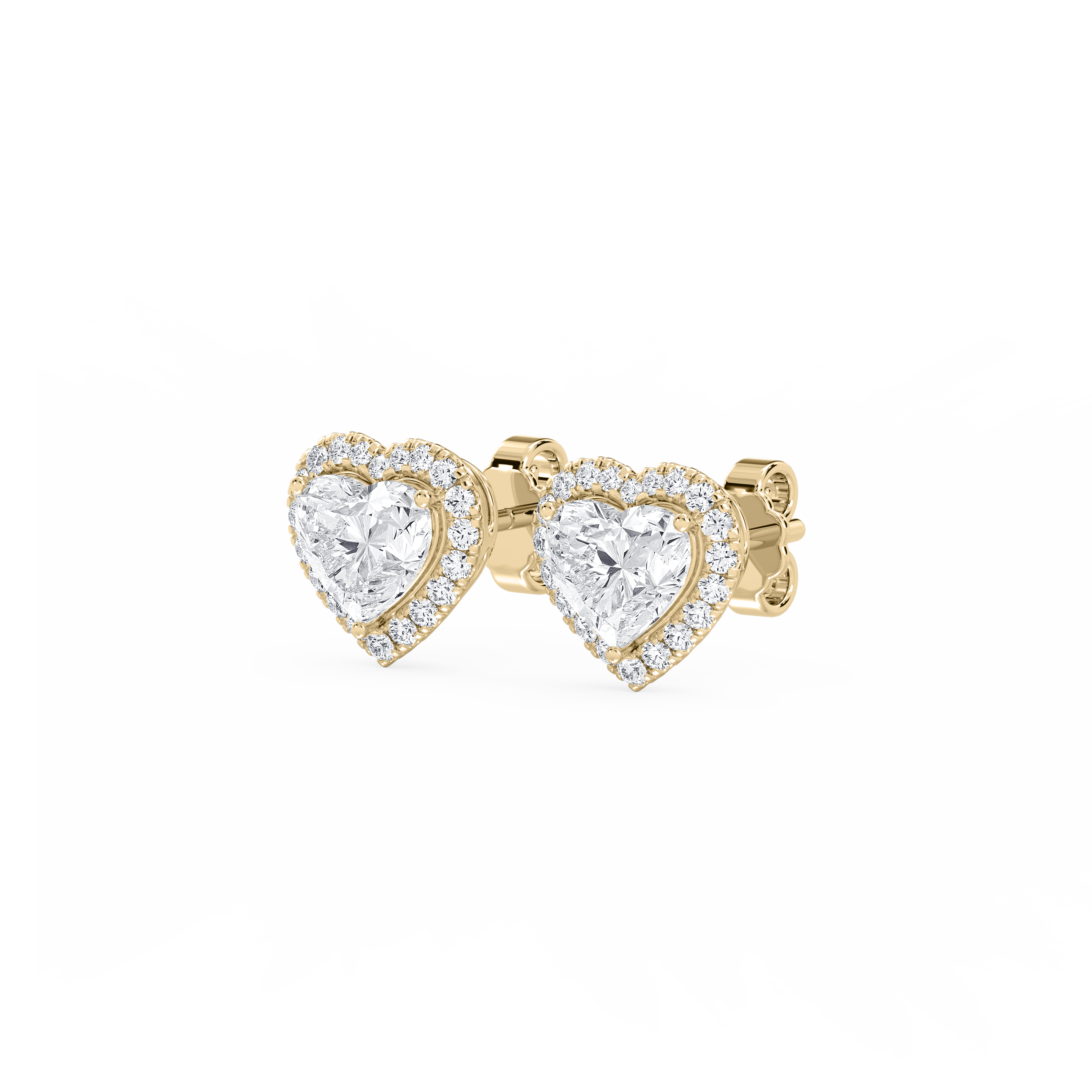 Lovea Halo Ohrstecker – Herzschliff – Gelbgold