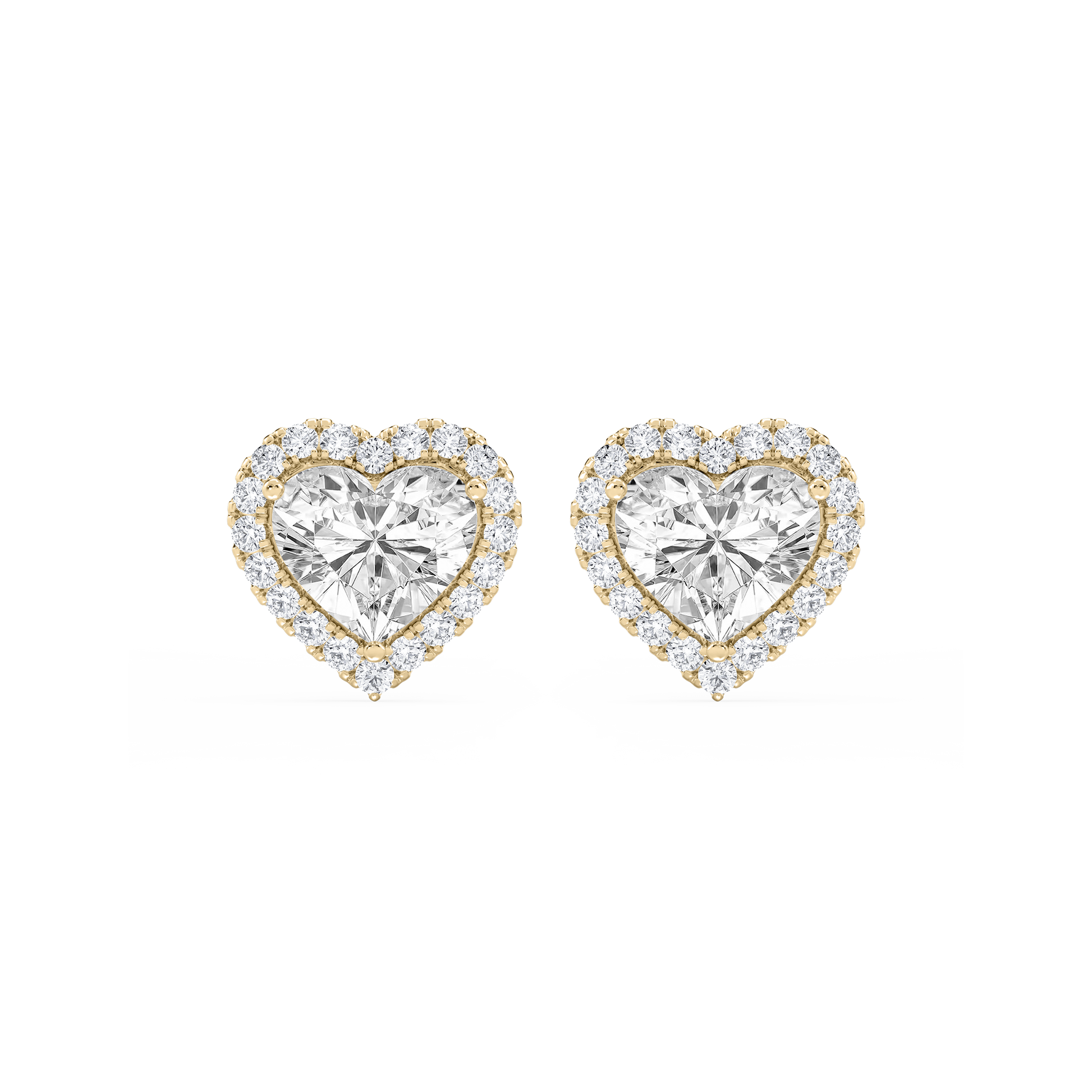 Lovea Halo Ohrstecker – Herzschliff – Gelbgold