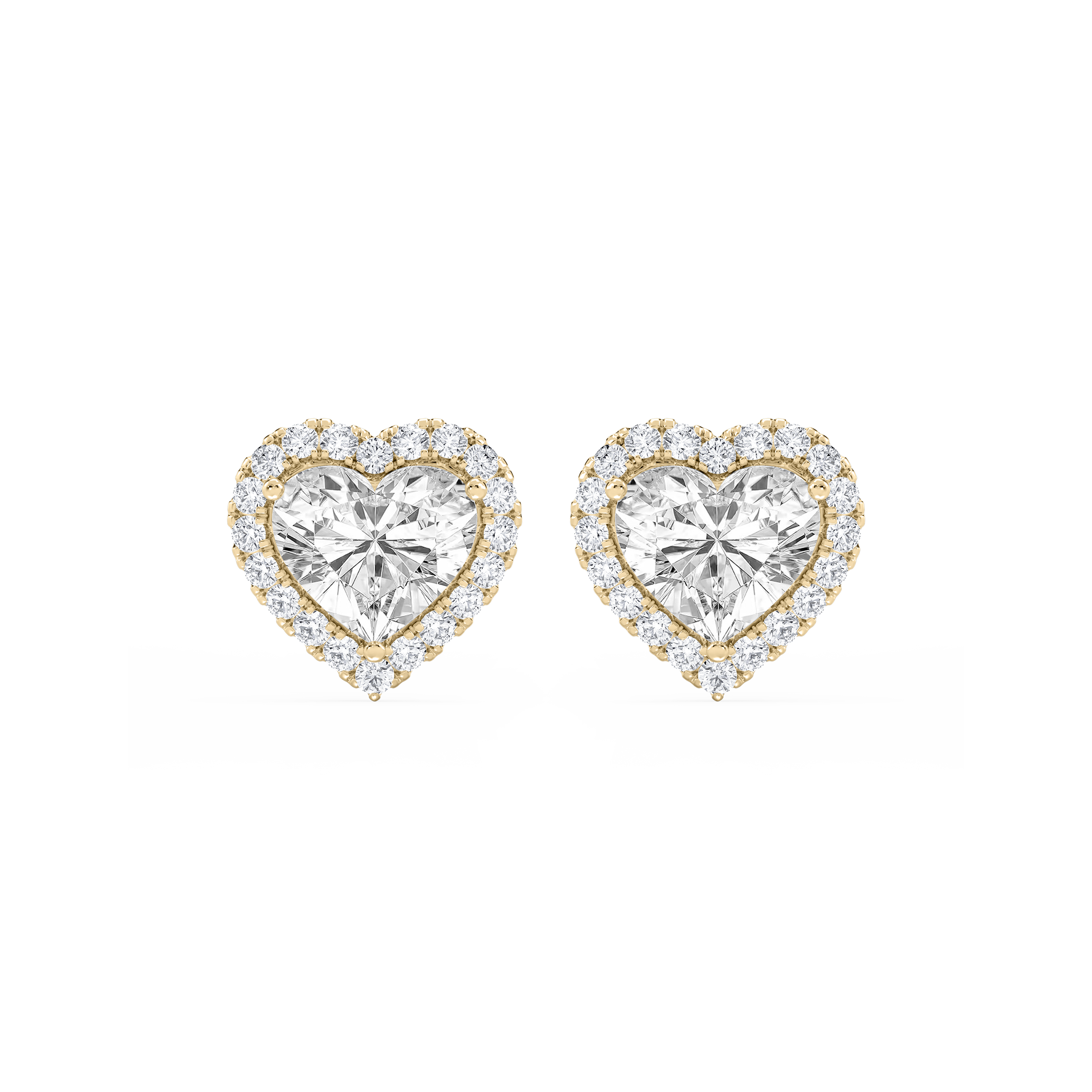 Lovea Halo Ohrstecker – Herzschliff – Gelbgold