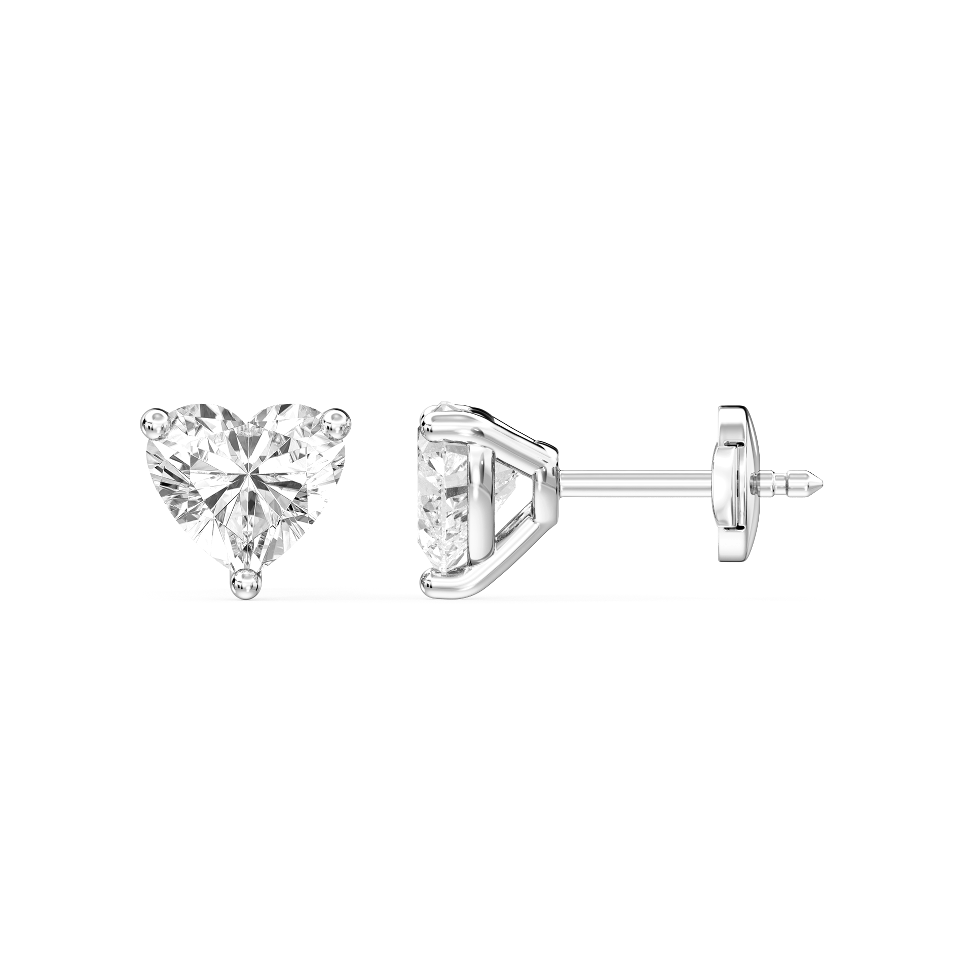 Lovea Martini Ohrstecker Sicherheitsverschluss – Herzschliff – Weißgold