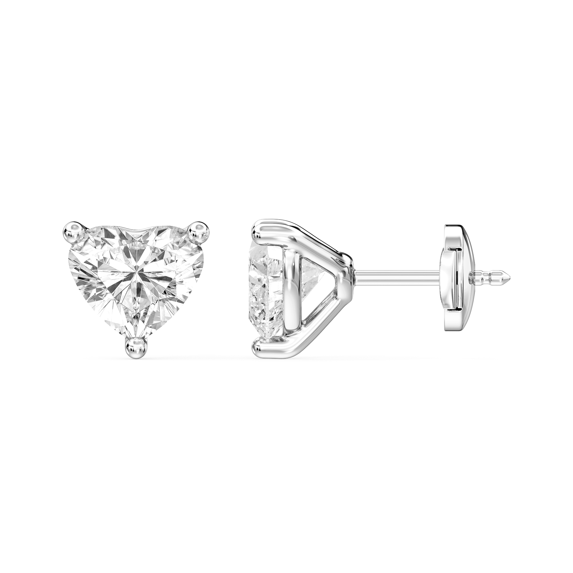 Lovea Martini Ohrstecker Sicherheitsverschluss – Herzschliff – Weißgold