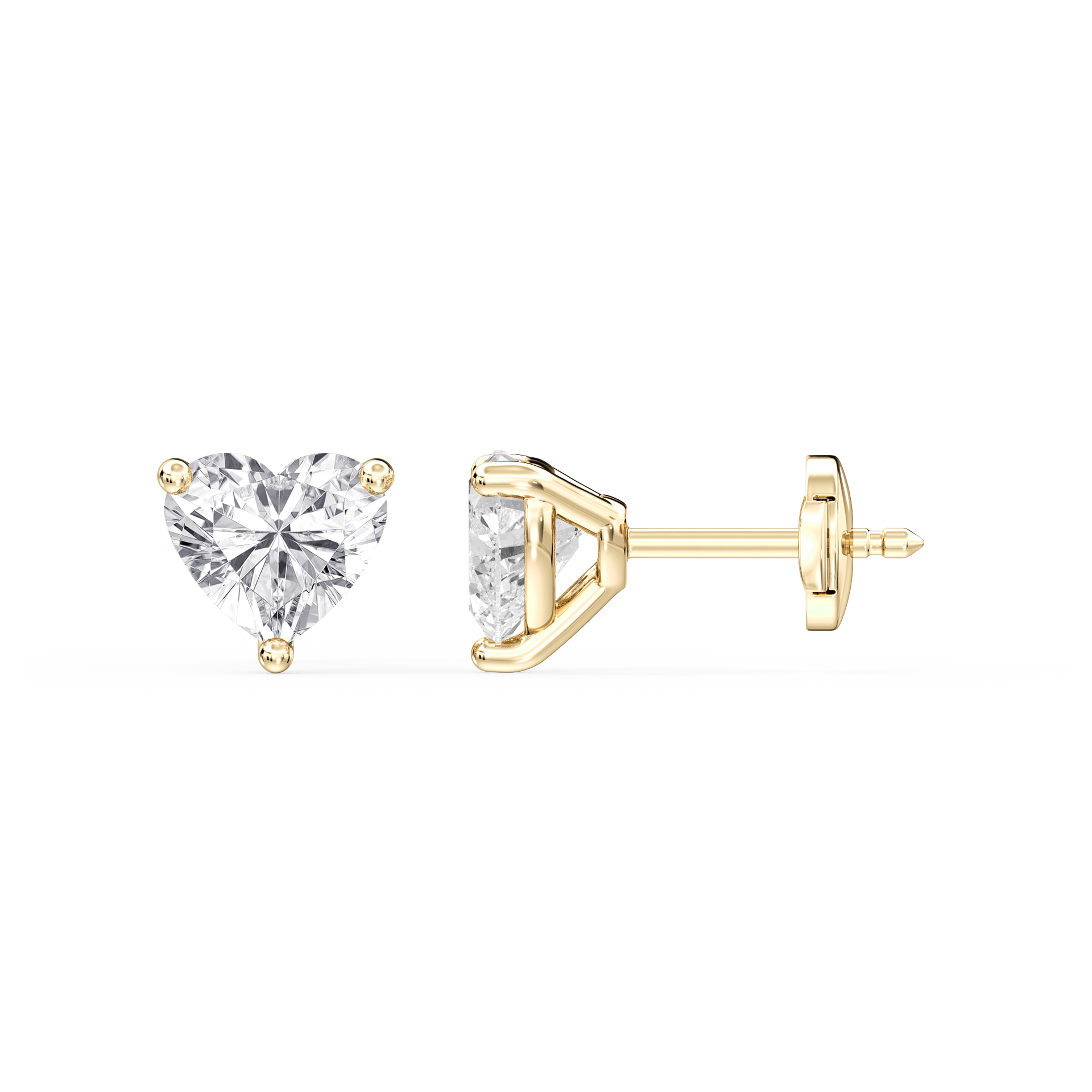 Lovea Martini Ohrstecker Sicherheitsverschluss – Herzschliff – Gelbgold