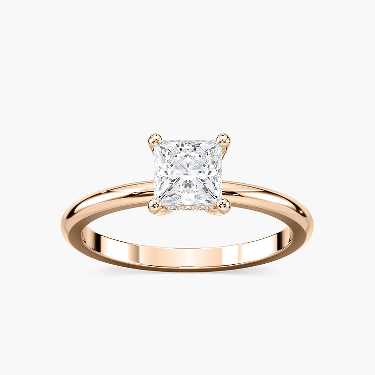 Lovea Millie Hidden Halo Verlobungsring Prinzessschliff – Roségold