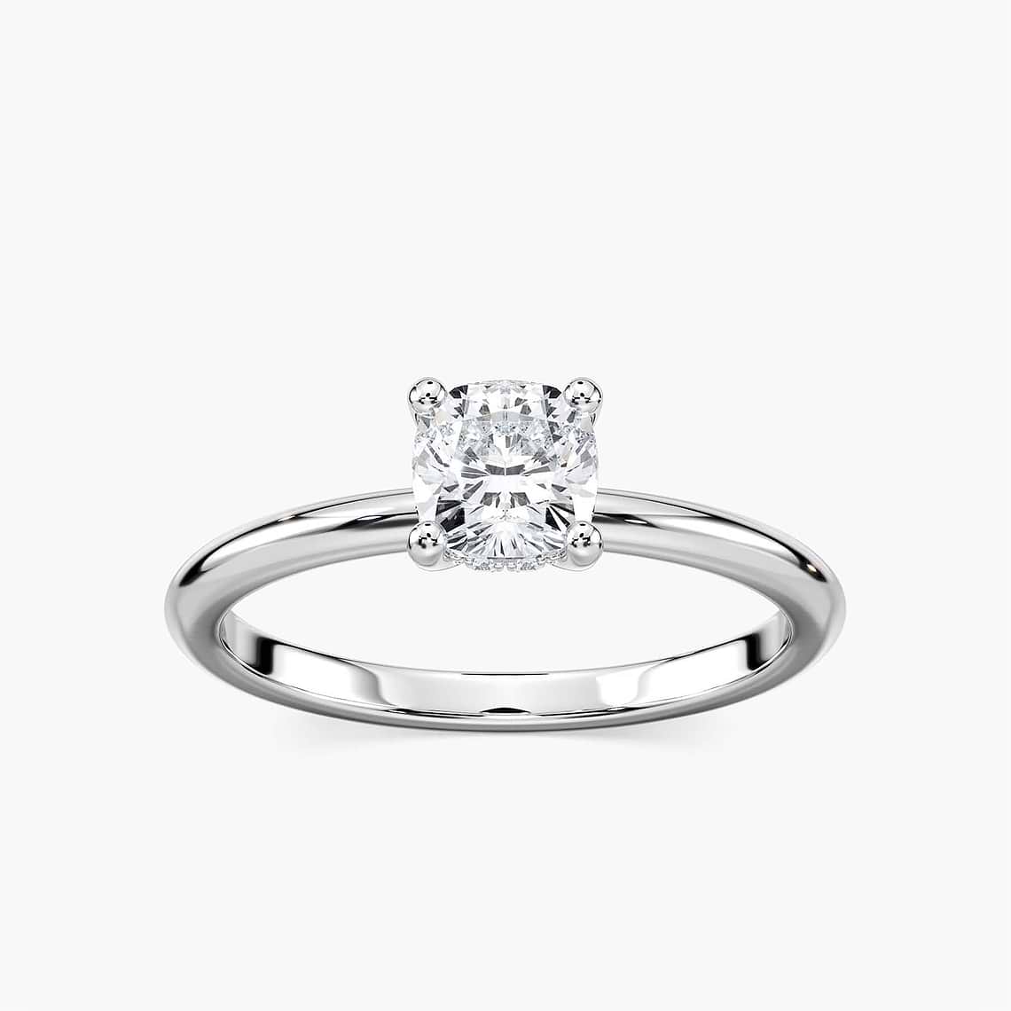 Lovea Millie Hidden Halo Verlobungsring Kissenschliff – Weißgold