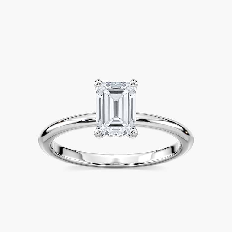 Lovea Millie Hidden Halo Verlobungsring Smaragdschliff – Weißgold
