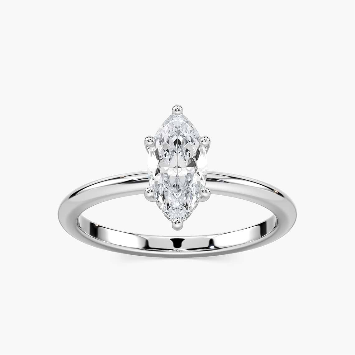 Lovea Millie Hidden Halo Verlobungsring Marquiseschliff – Weißgold