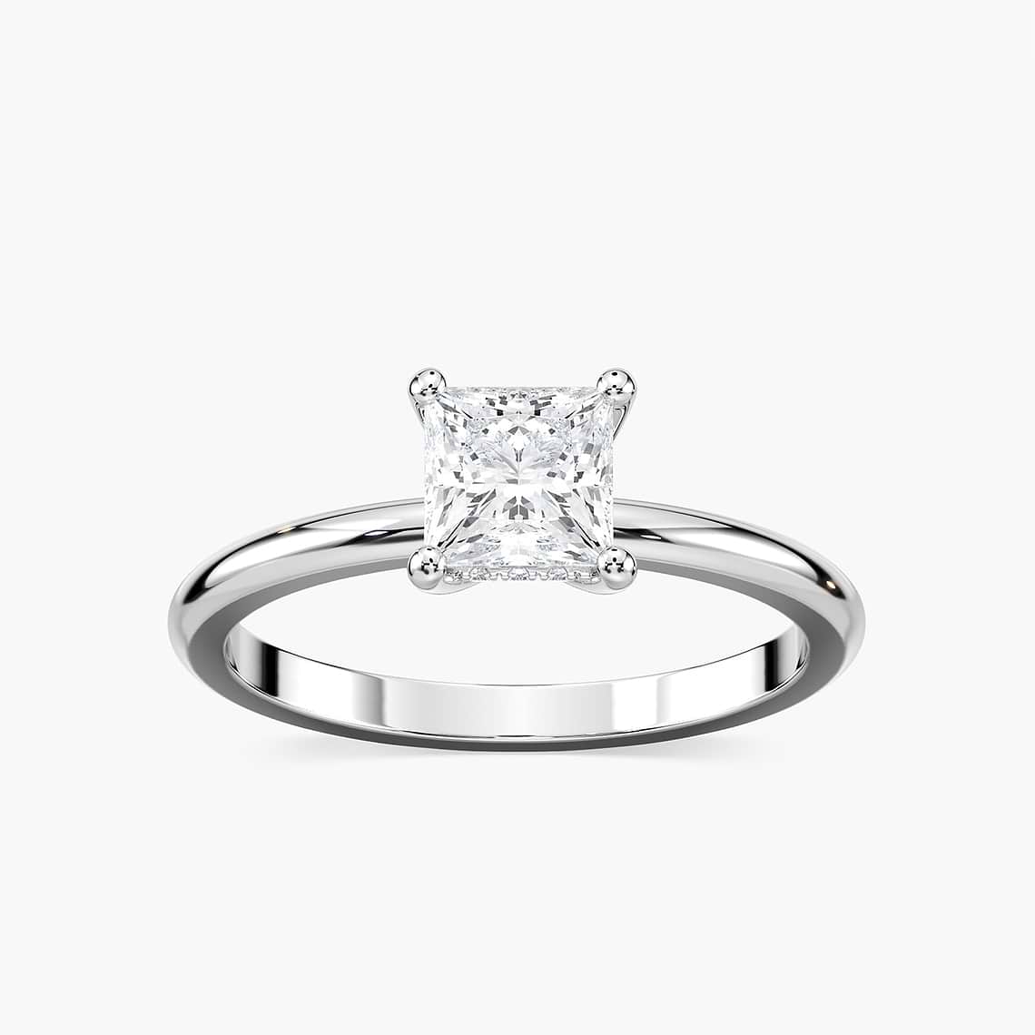 Lovea Millie Hidden Halo Verlobungsring Prinzessschliff – Weißgold