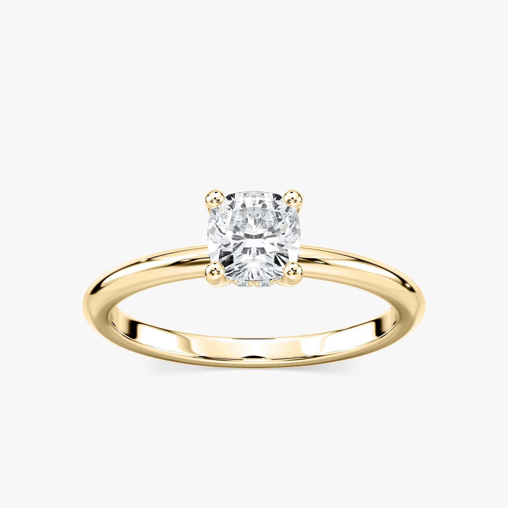 Lovea Millie Hidden Halo Verlobungsring Kissenschliff – Gelbgold