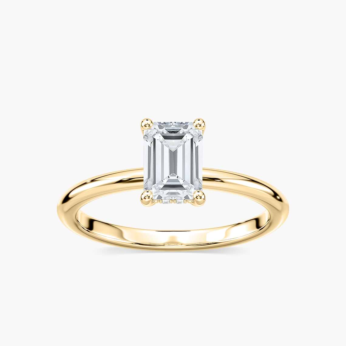 Lovea Millie Hidden Halo Verlobungsring Smaragdschliff – Gelbgold