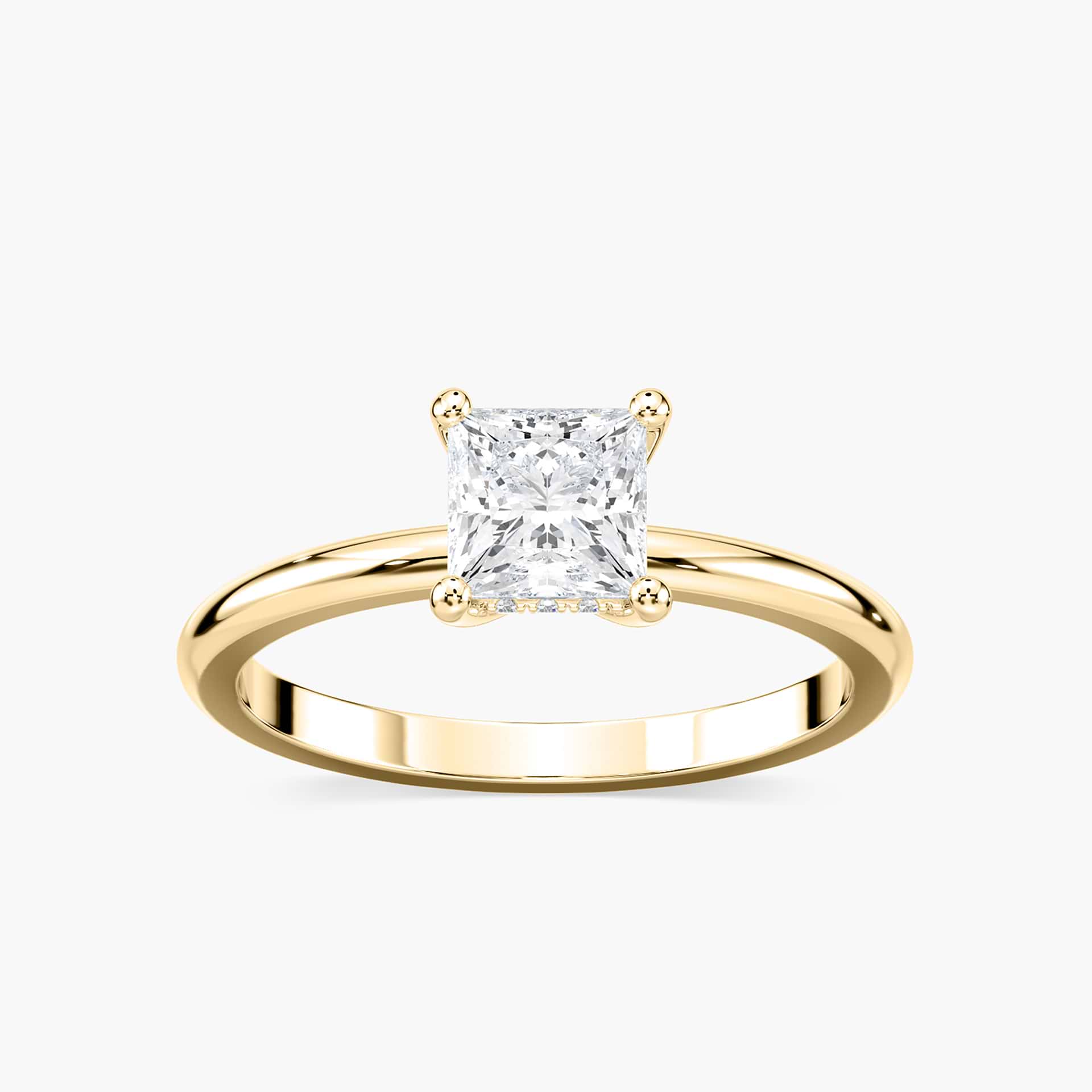 Lovea Millie Hidden Halo Verlobungsring Prinzessschliff – Gelbgold