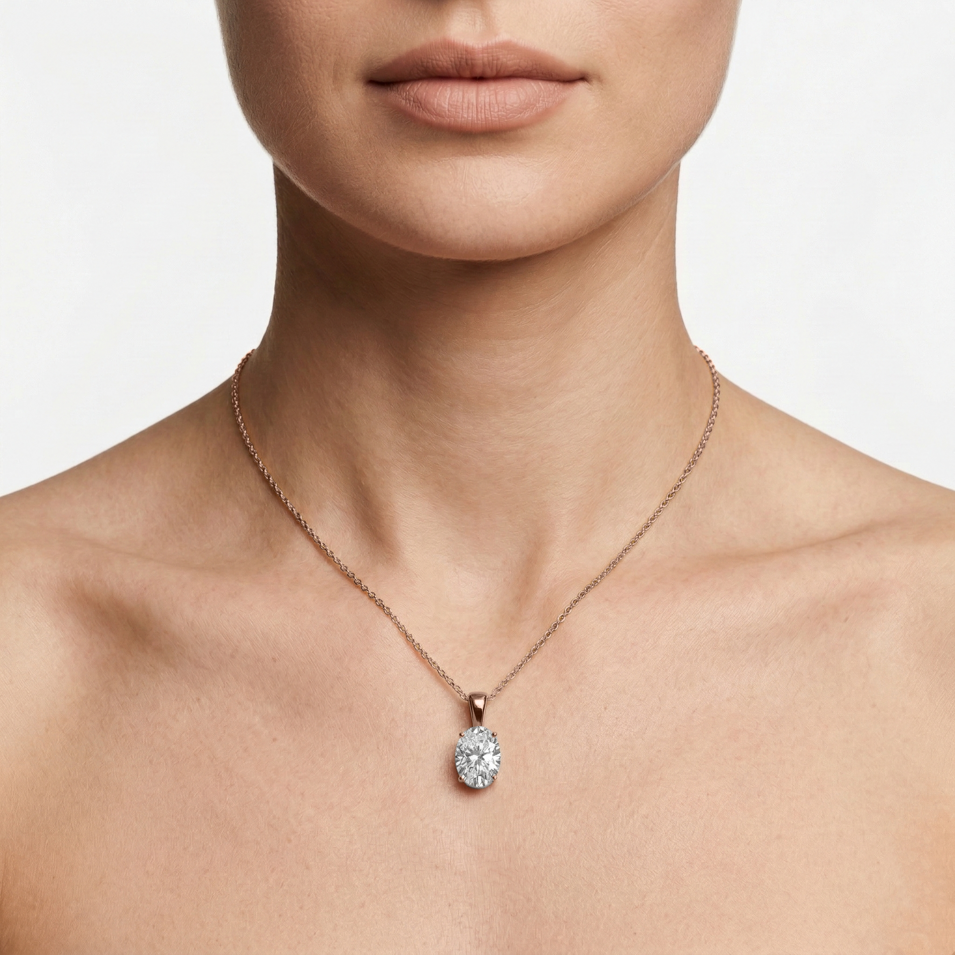 Lovea Solitär Anhänger – Ovalschliff – Roségold