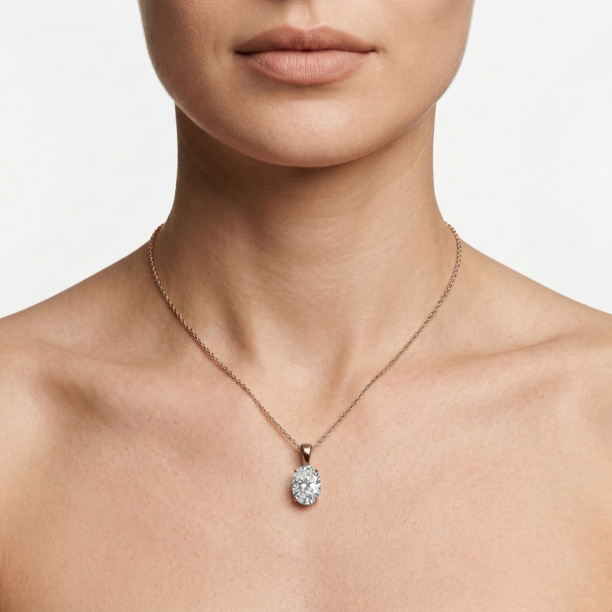 Lovea Solitär Anhänger – Ovalschliff – Roségold