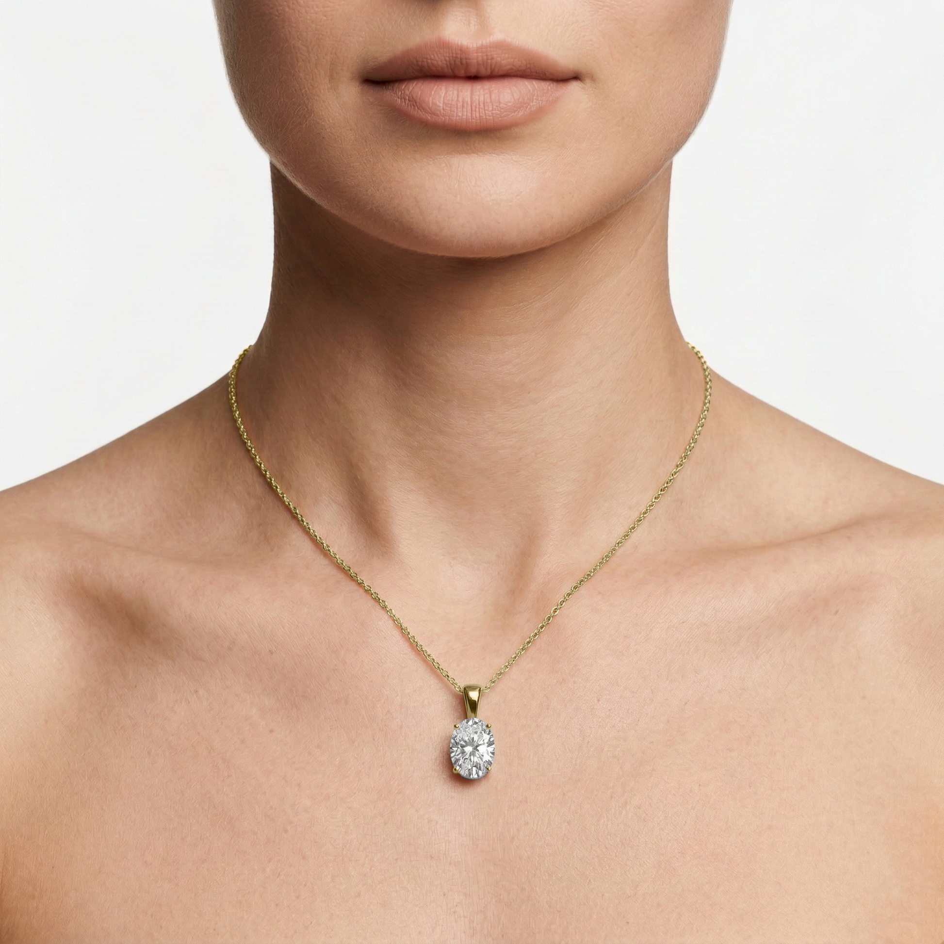 Lovea Solitär Anhänger – Ovalschliff – Gelbgold