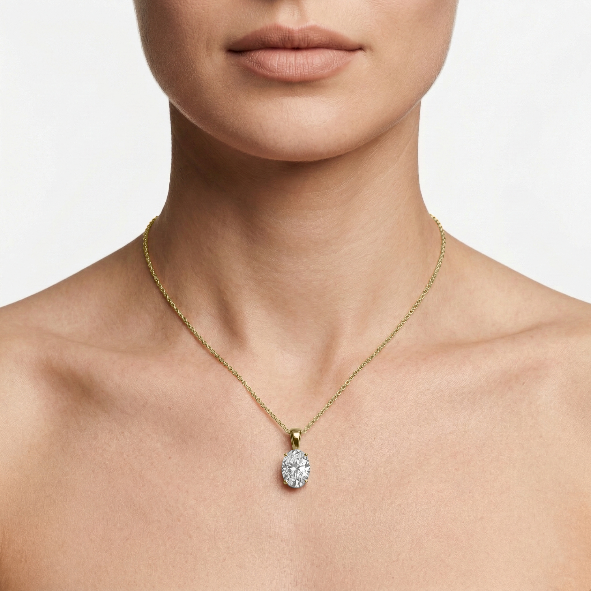 Lovea Solitär Anhänger – Ovalschliff – Gelbgold