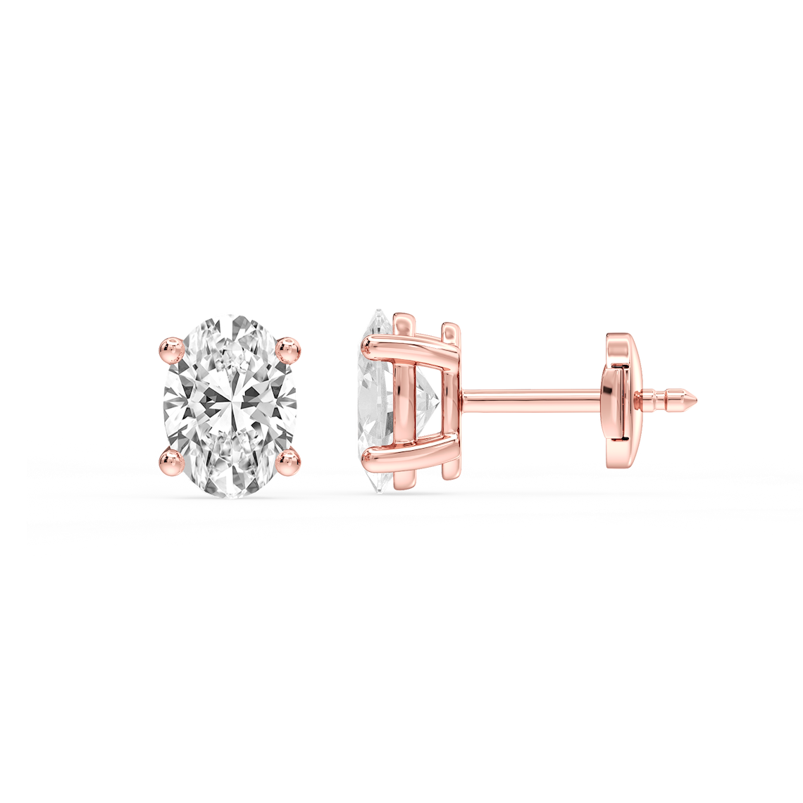 Lovea Classic Ohrstecker Sicherheitsverschluss – Ovalschliff – Roségold