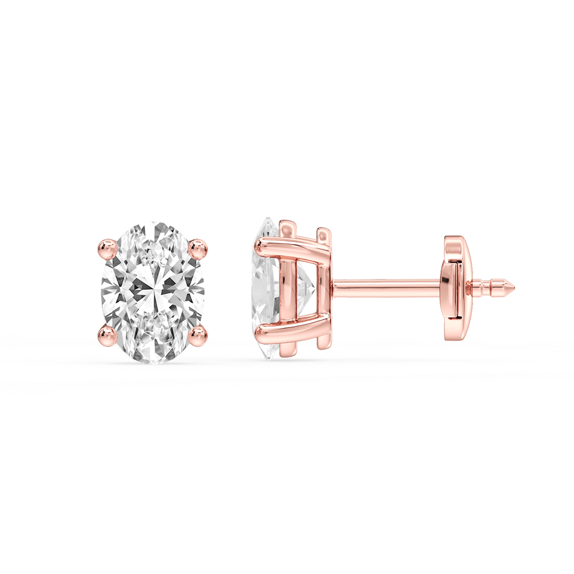 Lovea Classic Ohrstecker Sicherheitsverschluss – Ovalschliff – Roségold
