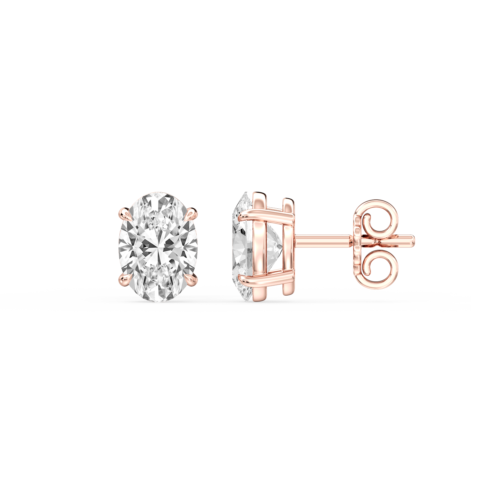 Lovea Claw Ohrstecker Steckverschluss – Ovalschliff – Roségold
