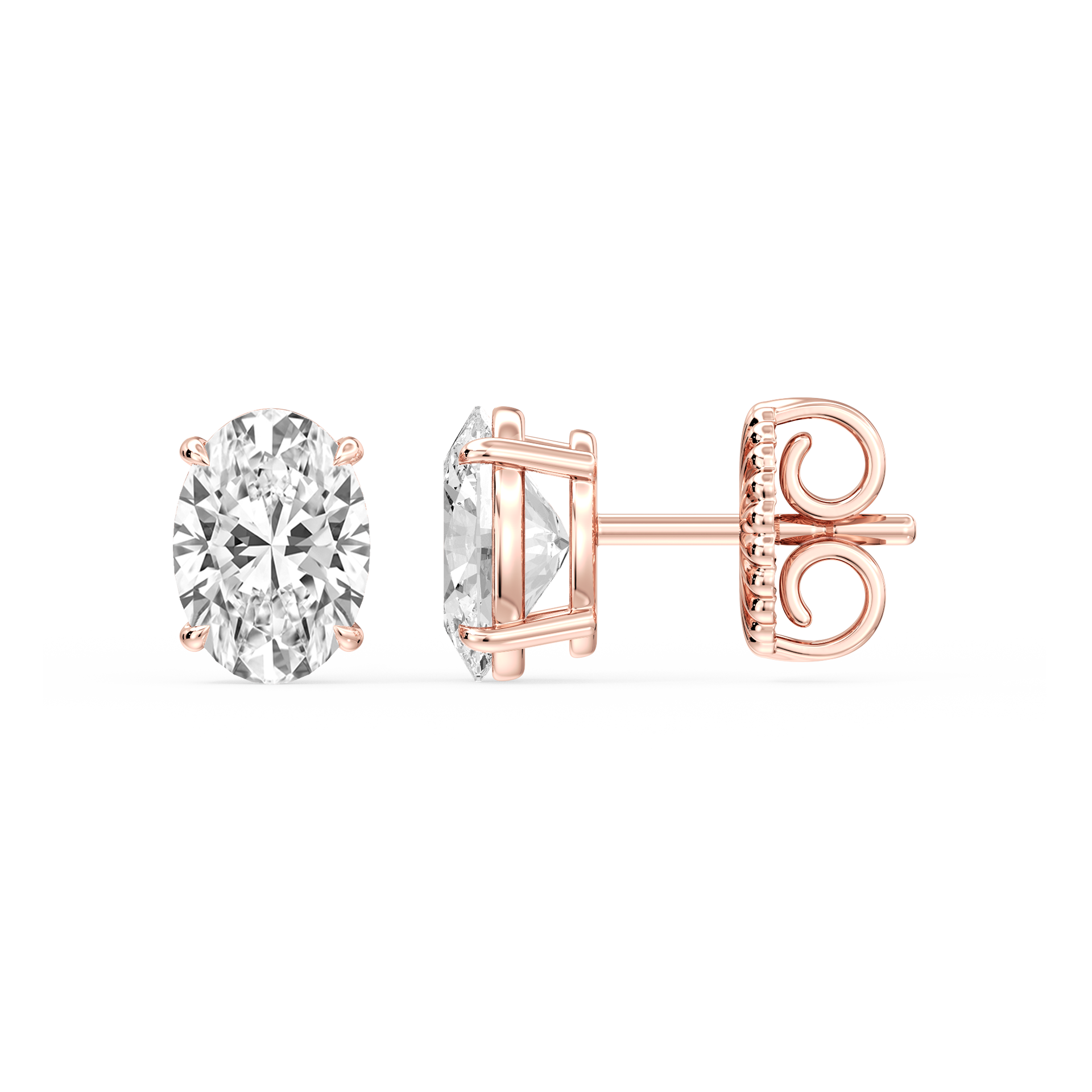 Lovea Claw Ohrstecker Steckverschluss – Ovalschliff – Roségold