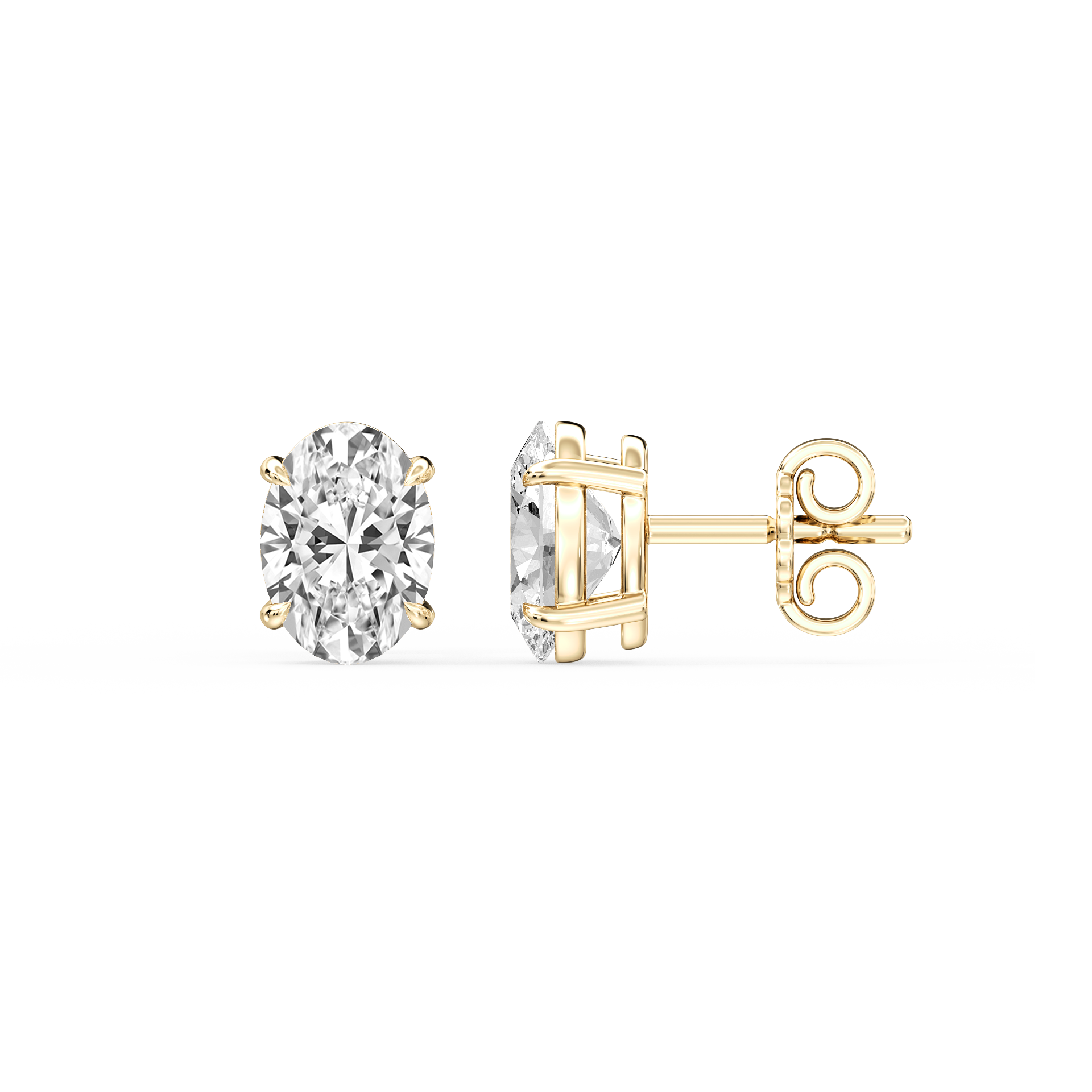 Lovea Claw Ohrstecker Steckverschluss – Ovalschliff – Gelbgold