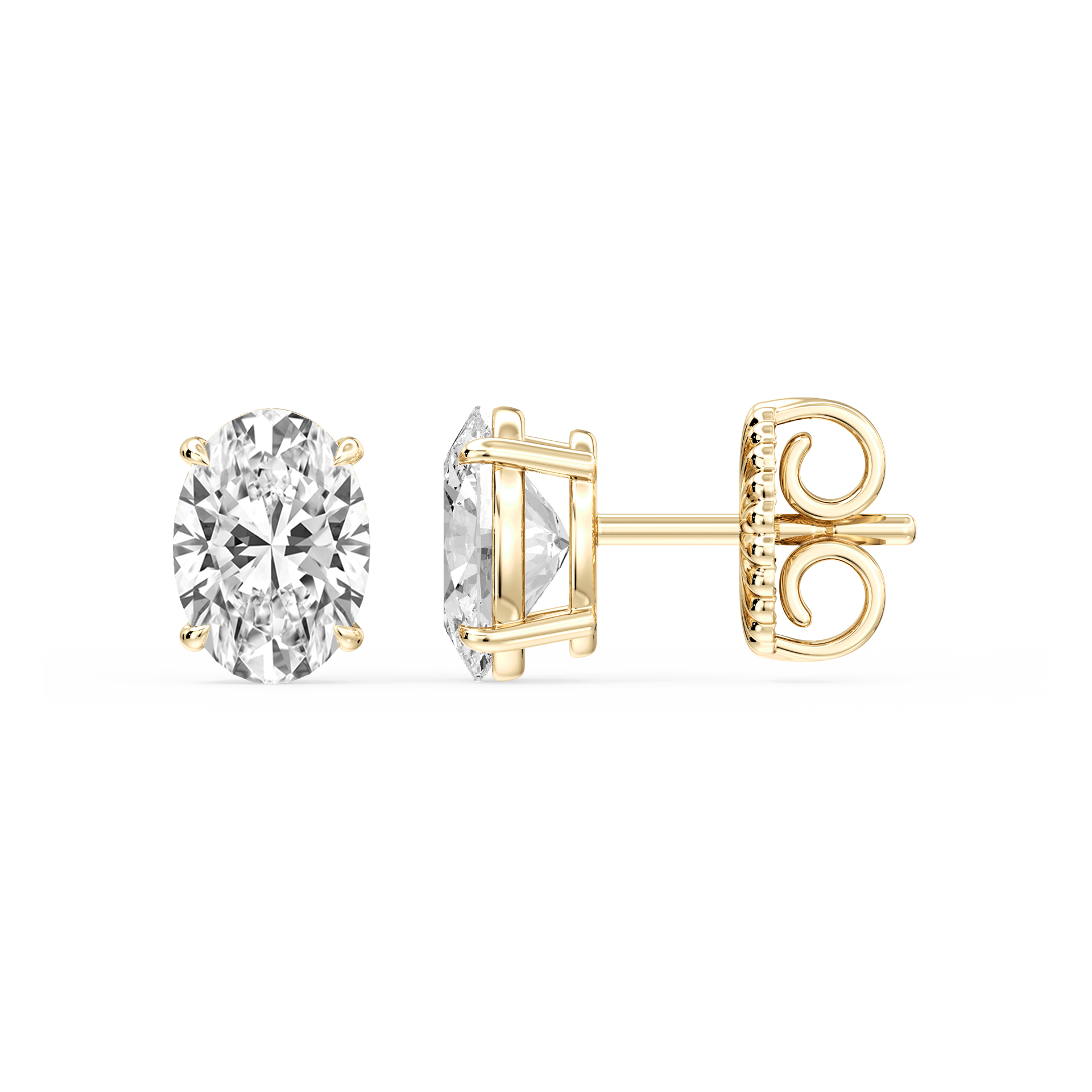Lovea Claw Ohrstecker Steckverschluss – Ovalschliff – Gelbgold