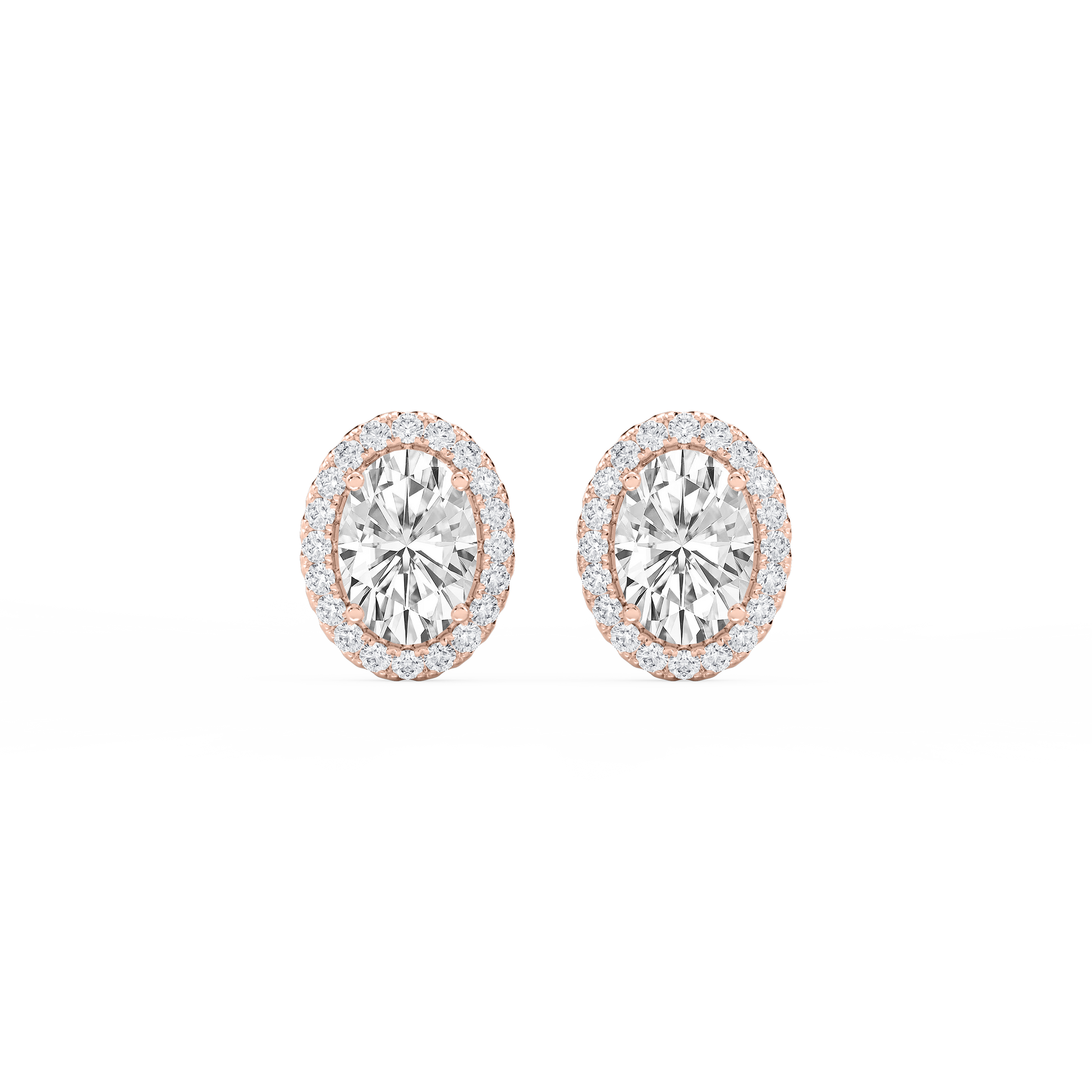 Lovea Halo Ohrstecker – Ovalschliff – Roségold