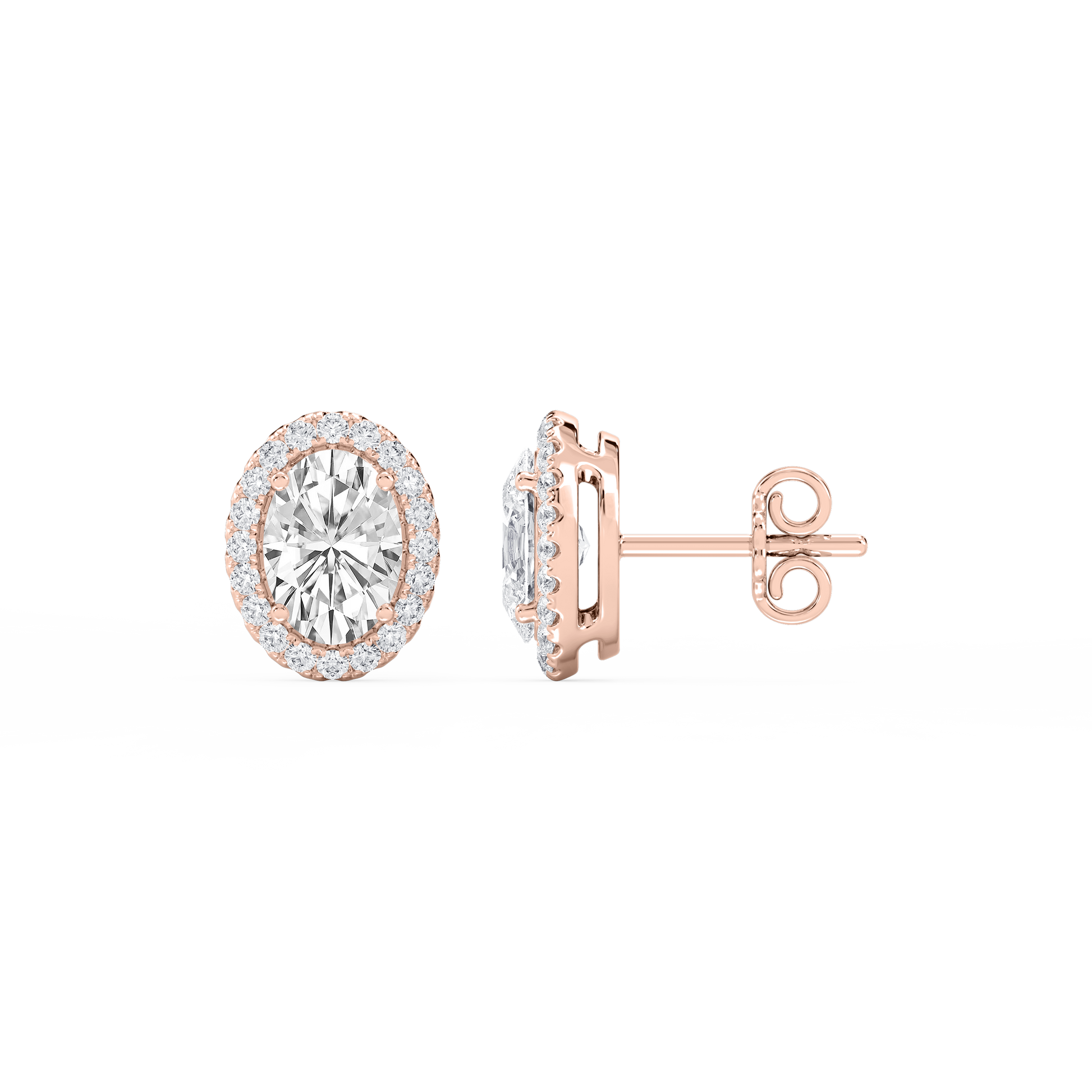 Lovea Halo Ohrstecker – Ovalschliff – Roségold