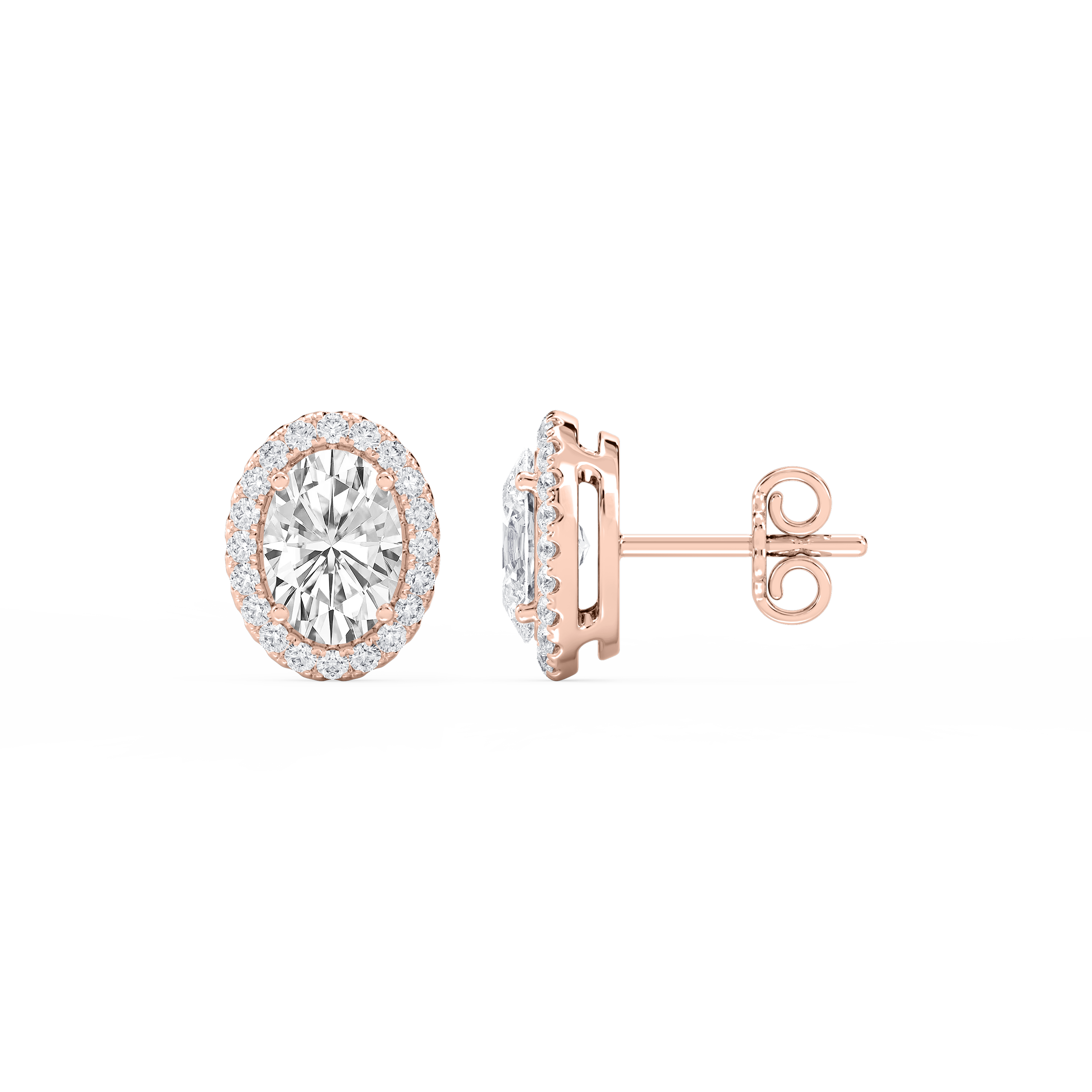 Lovea Halo Ohrstecker – Ovalschliff – Roségold