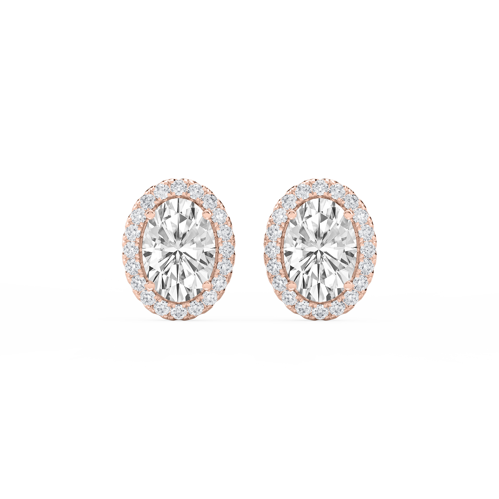 Lovea Halo Ohrstecker – Ovalschliff – Roségold