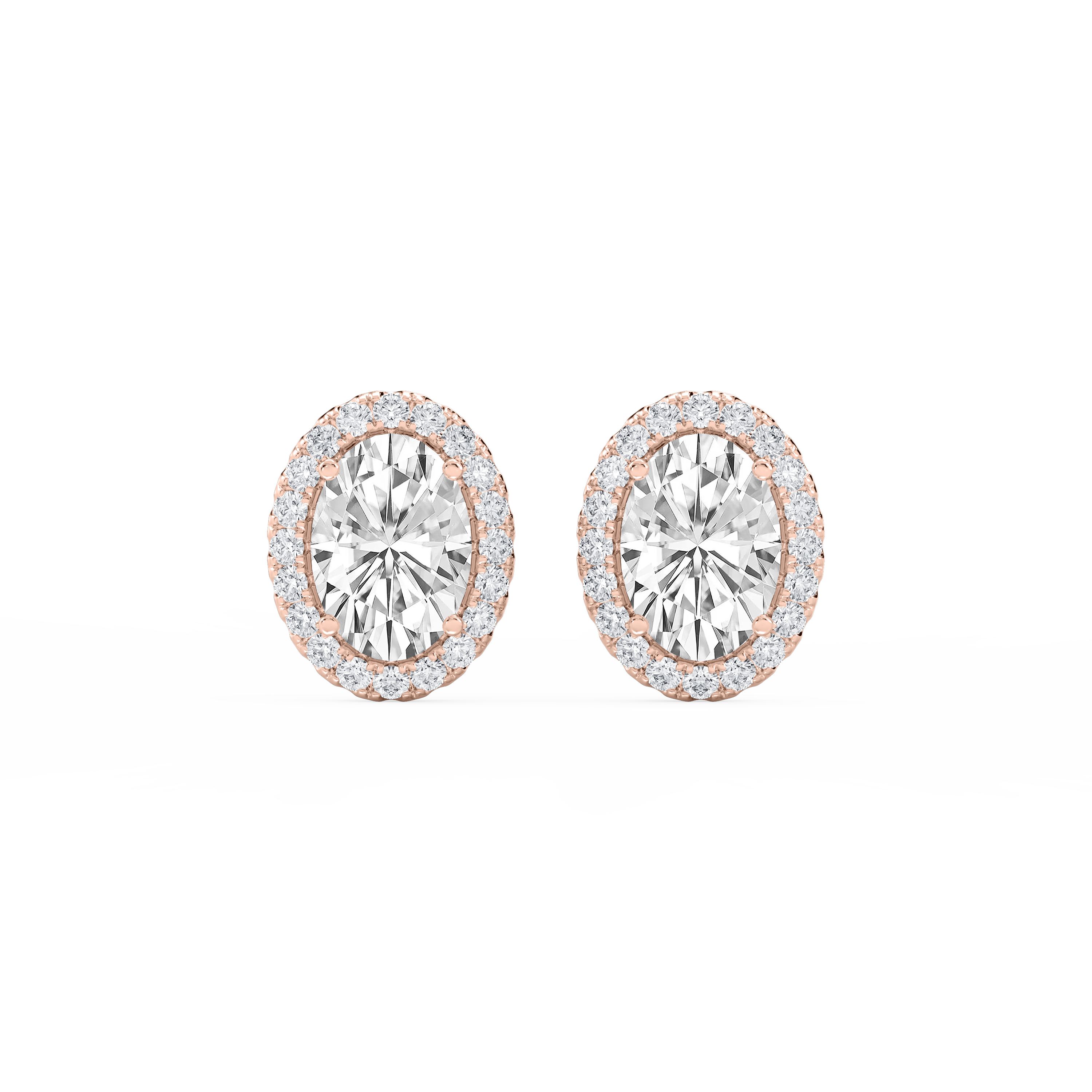 Lovea Halo Ohrstecker – Ovalschliff – Roségold