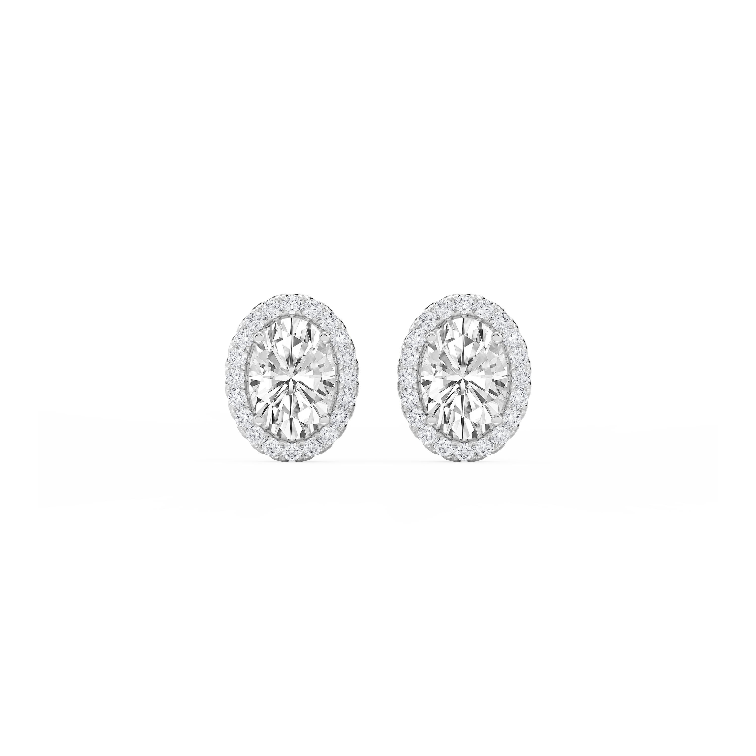 Lovea Halo Ohrstecker – Ovalschliff – Weißgold