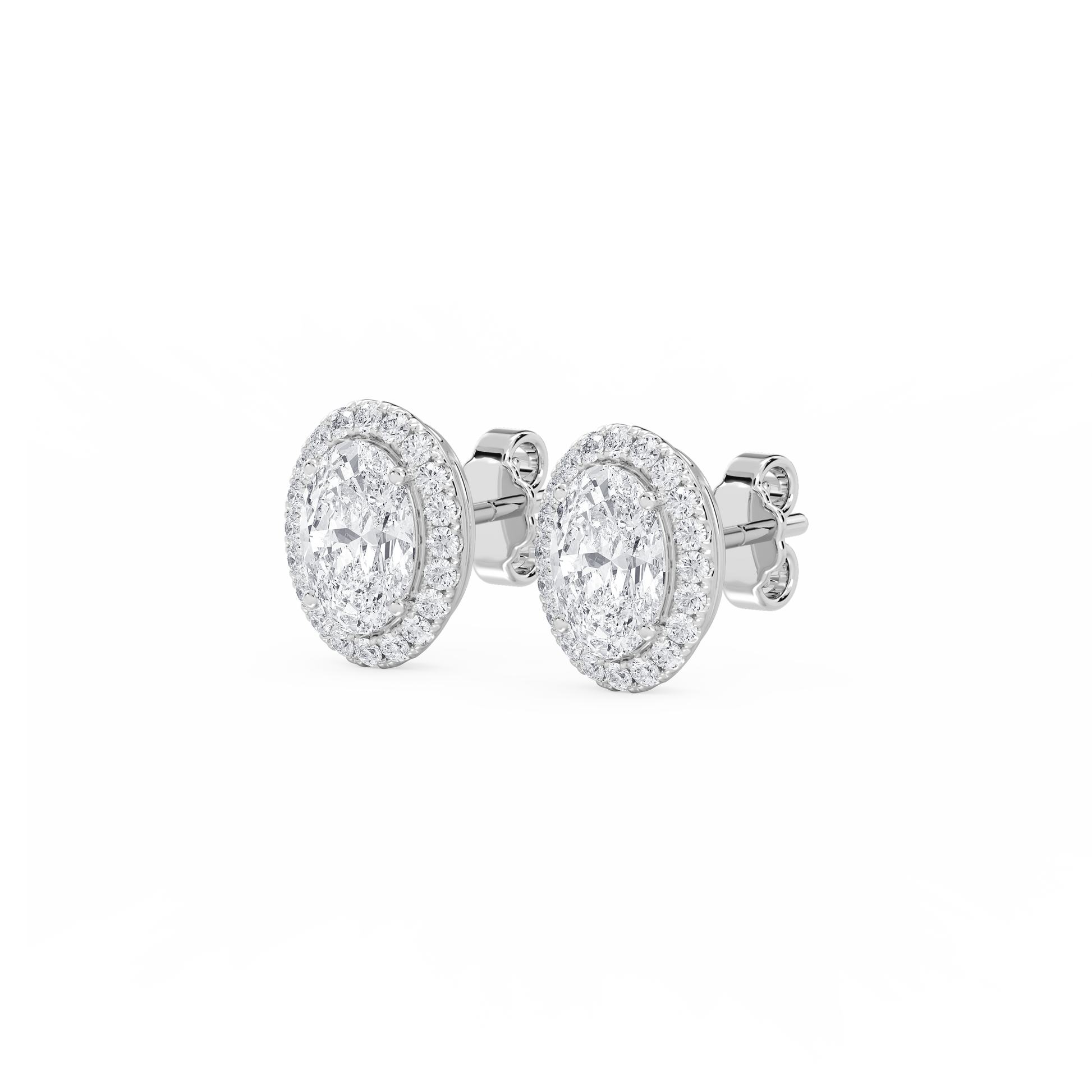 Lovea Halo Ohrstecker – Ovalschliff – Weißgold