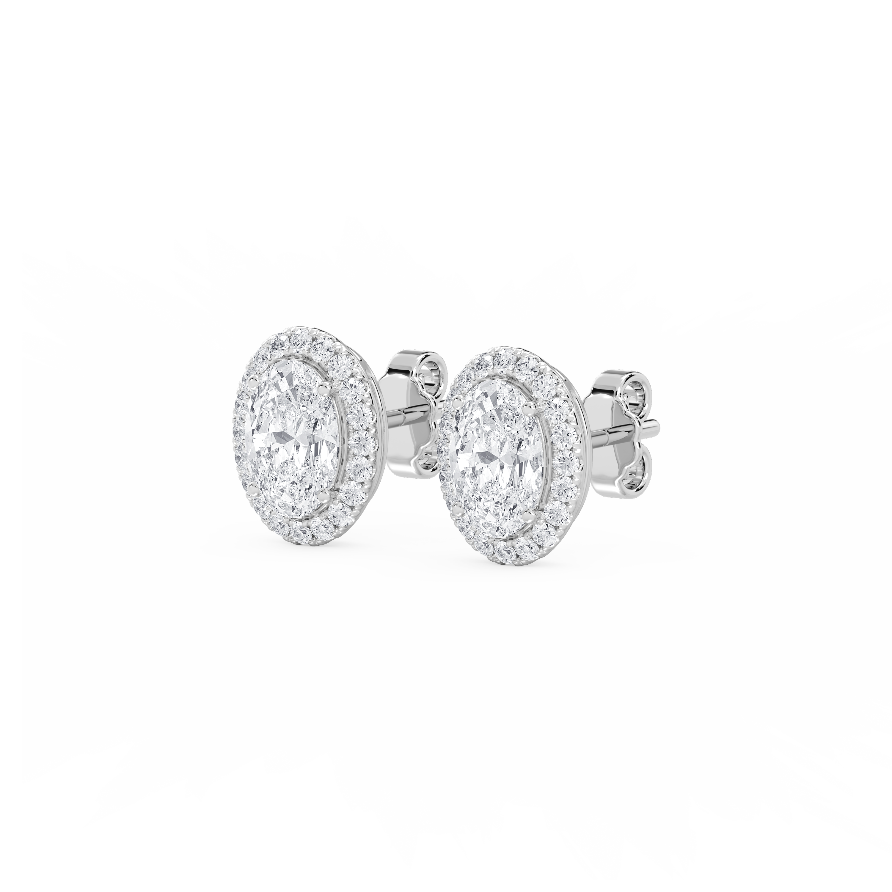 Lovea Halo Ohrstecker – Ovalschliff – Weißgold
