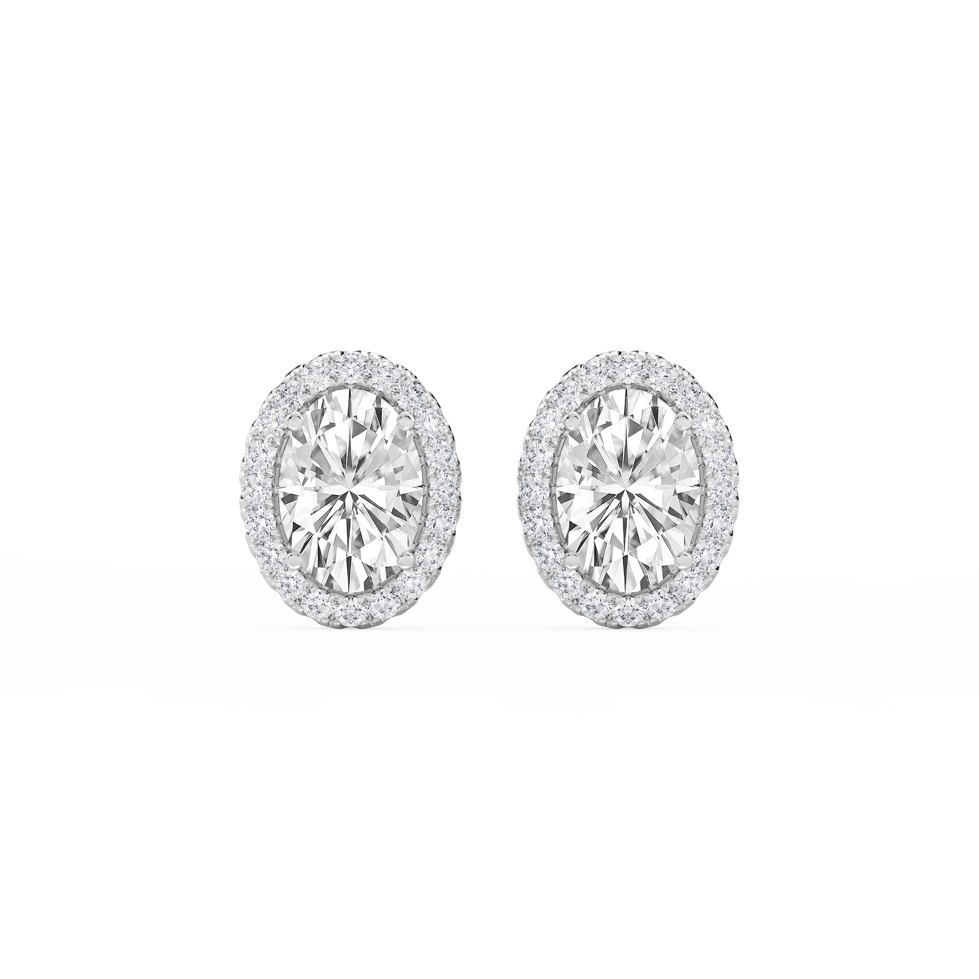 Lovea Halo Ohrstecker – Ovalschliff – Weißgold