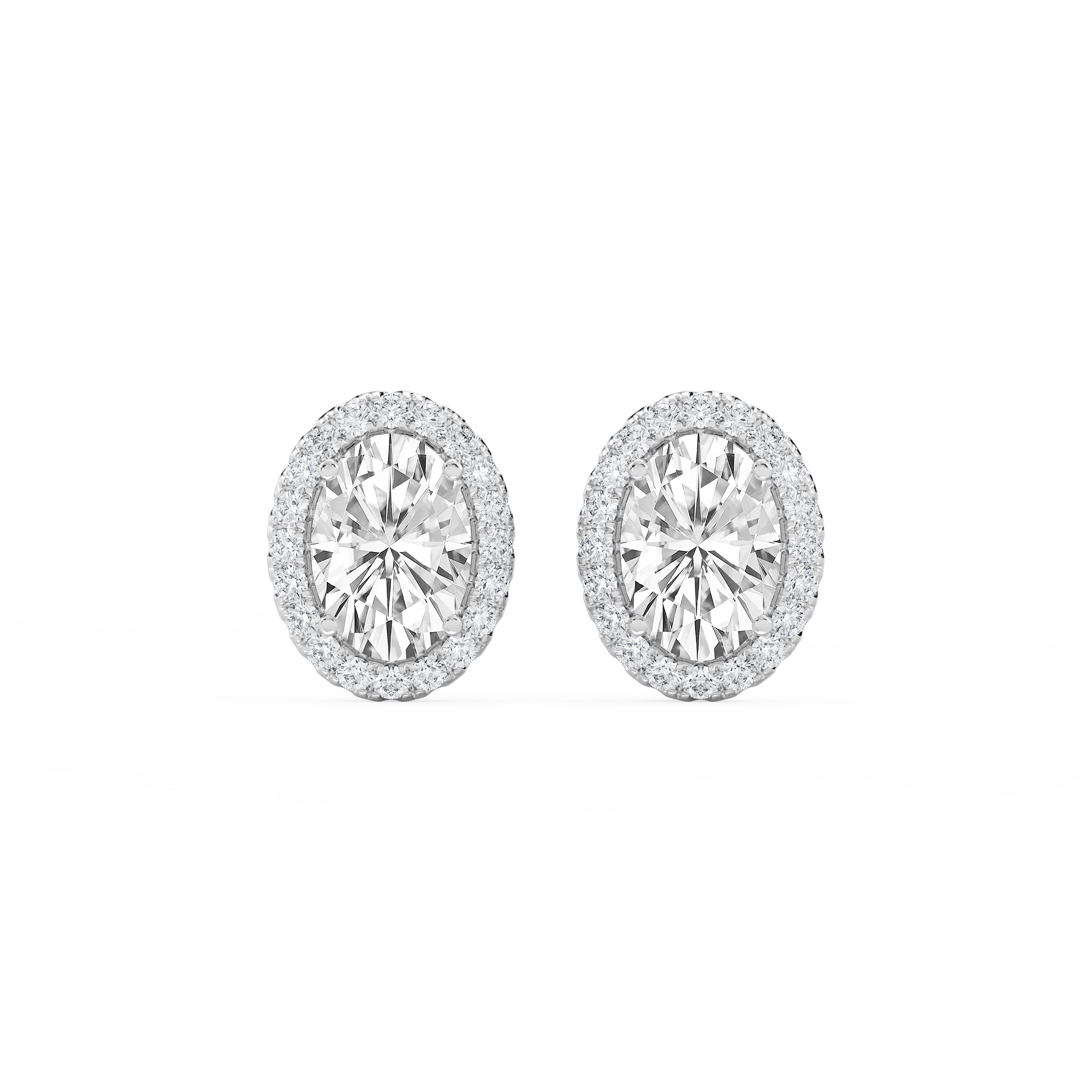 Lovea Halo Ohrstecker – Ovalschliff – Weißgold