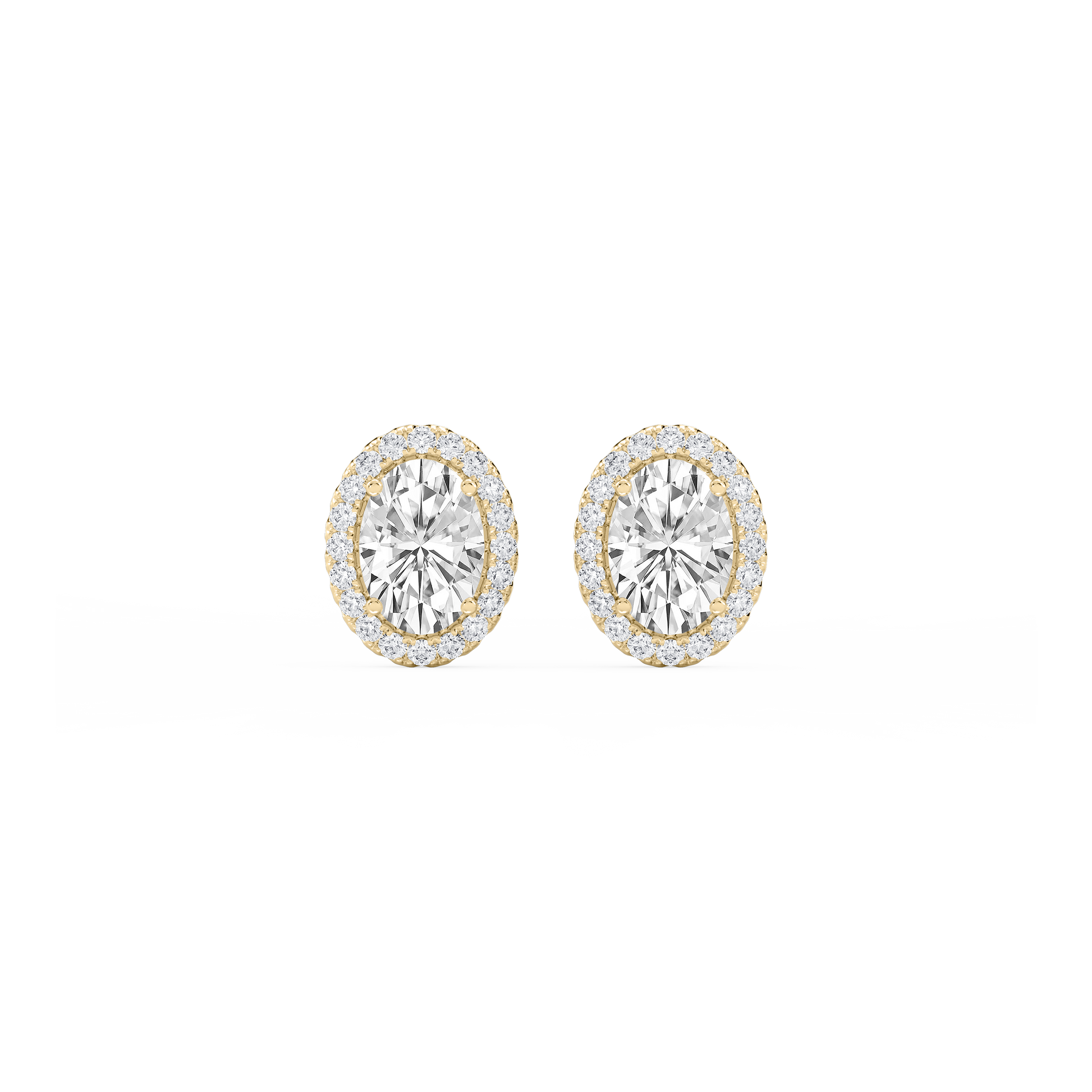 Lovea Halo Ohrstecker – Ovalschliff – Gelbgold