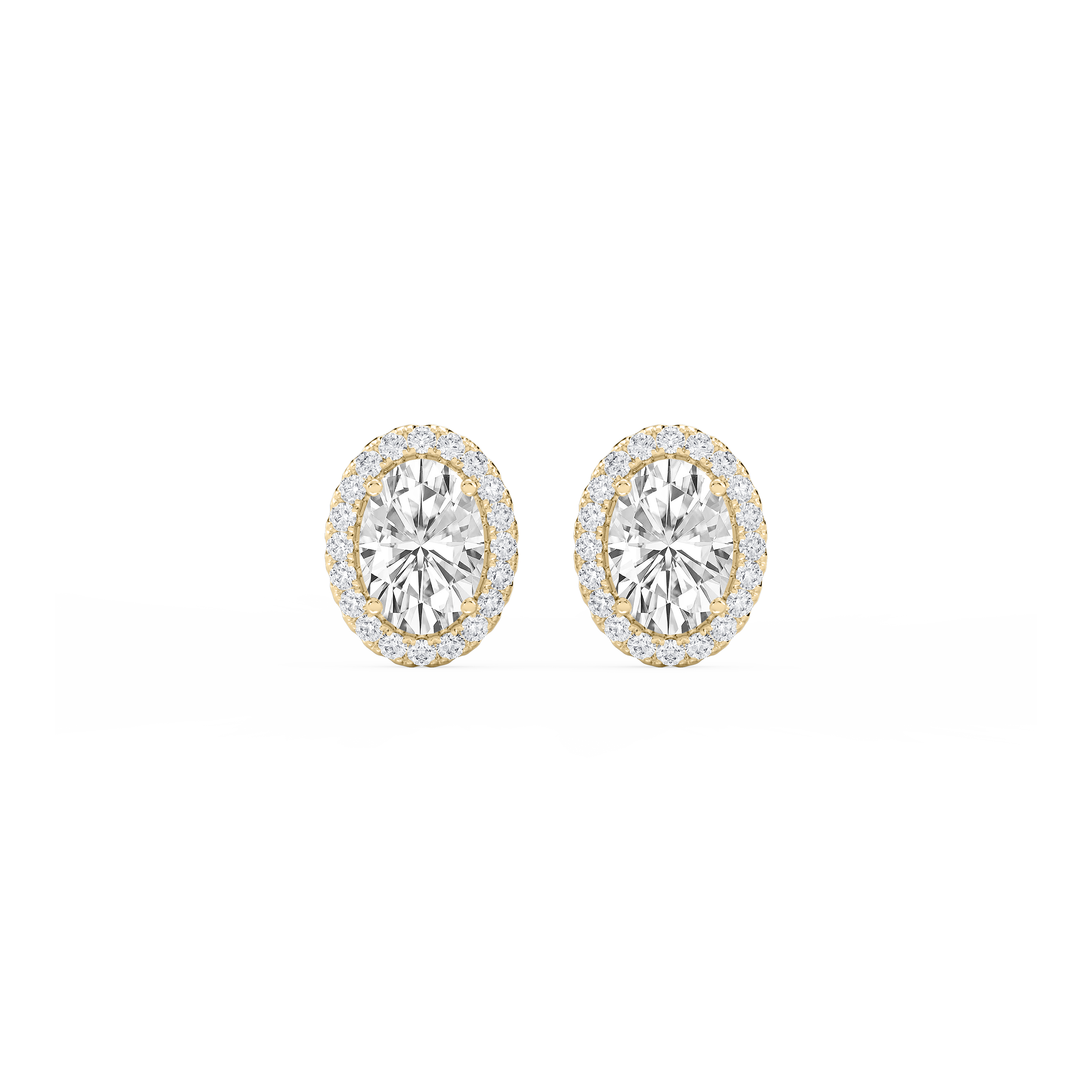 Lovea Halo Ohrstecker – Ovalschliff – Gelbgold