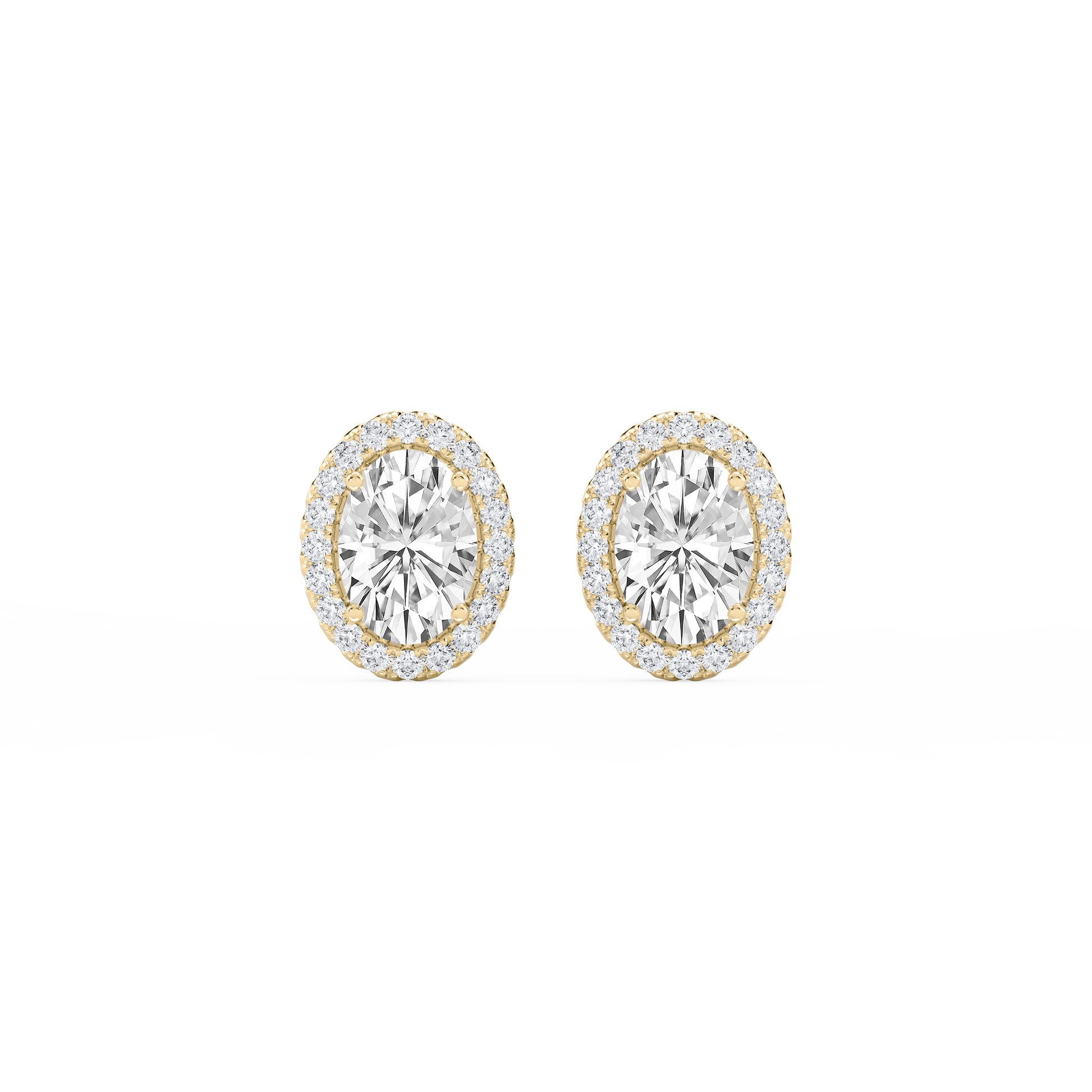 Lovea Halo Ohrstecker – Ovalschliff – Gelbgold