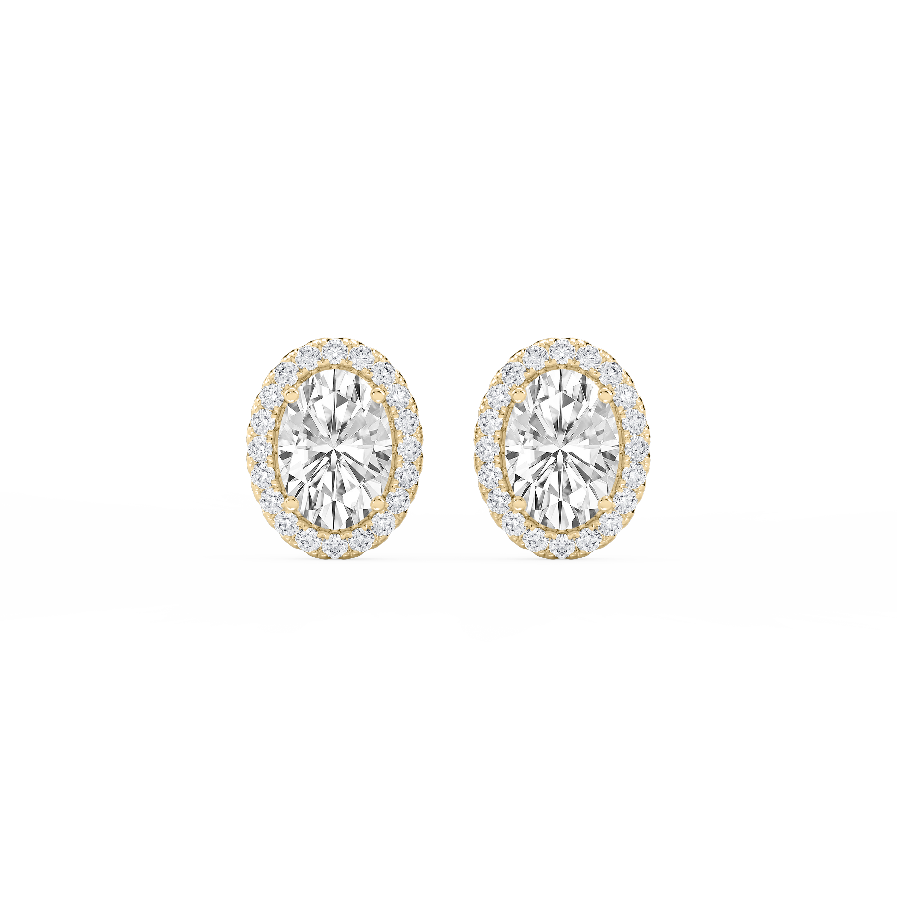 Lovea Halo Ohrstecker – Ovalschliff – Gelbgold
