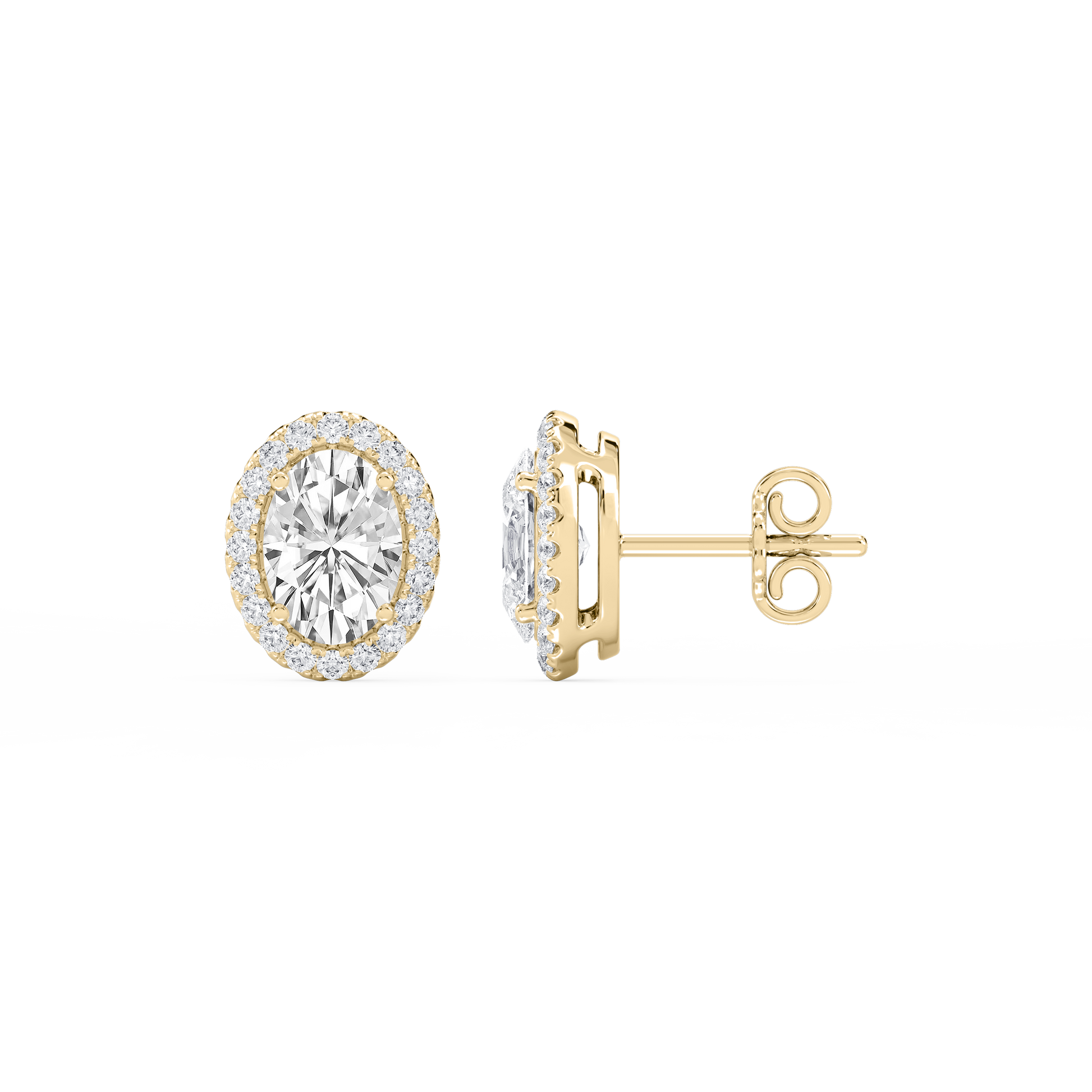 Lovea Halo Ohrstecker – Ovalschliff – Gelbgold
