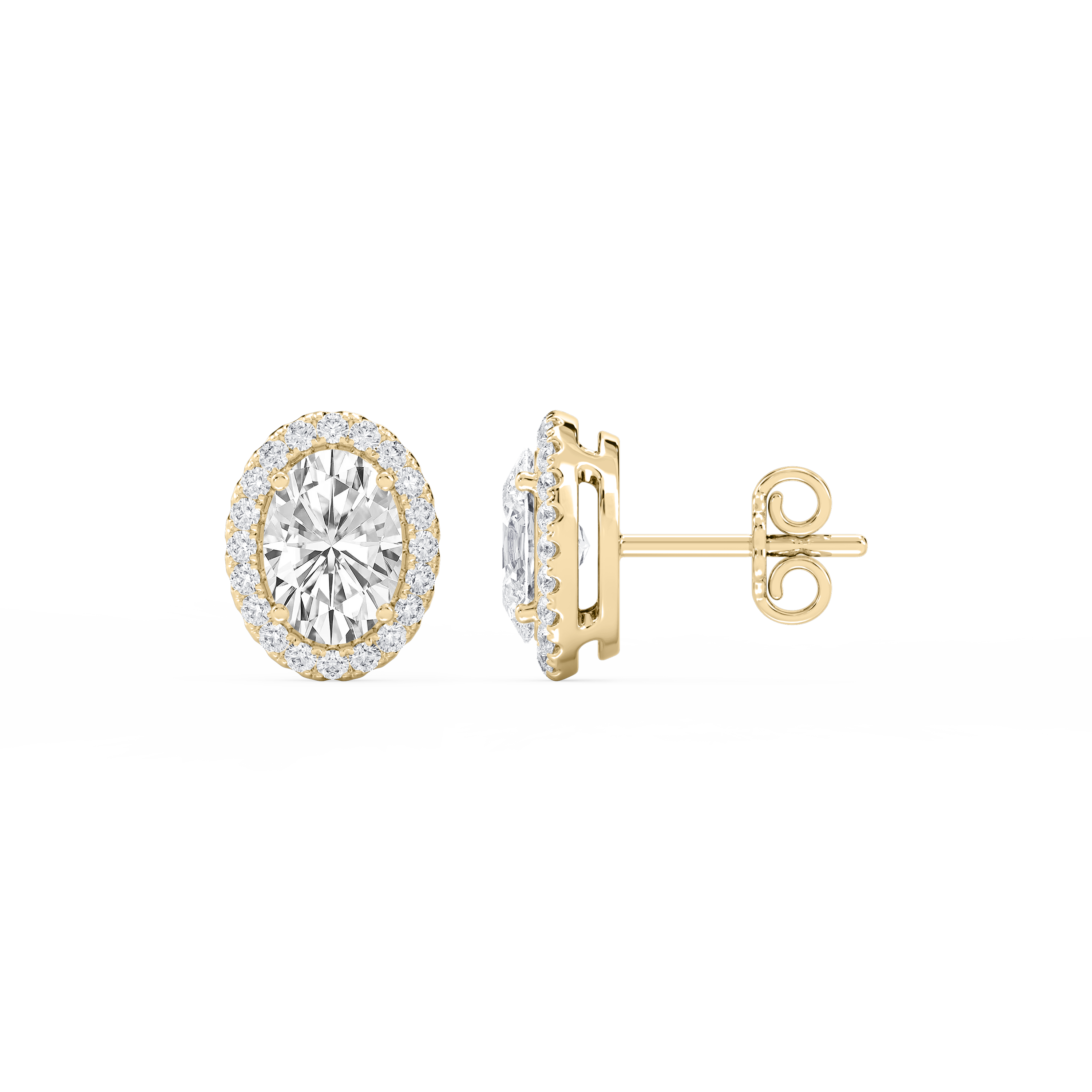Lovea Halo Ohrstecker – Ovalschliff – Gelbgold