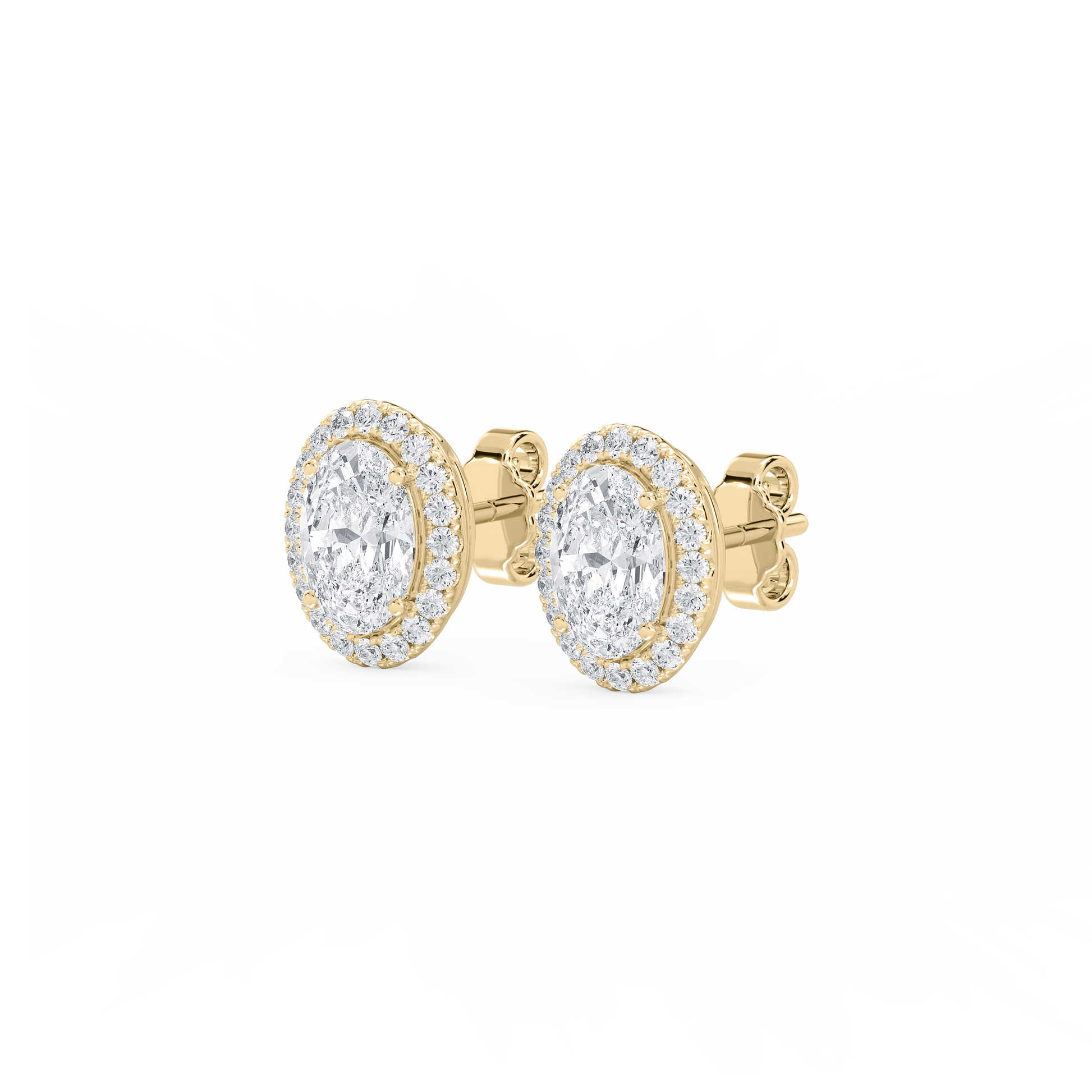 Lovea Halo Ohrstecker – Ovalschliff – Gelbgold